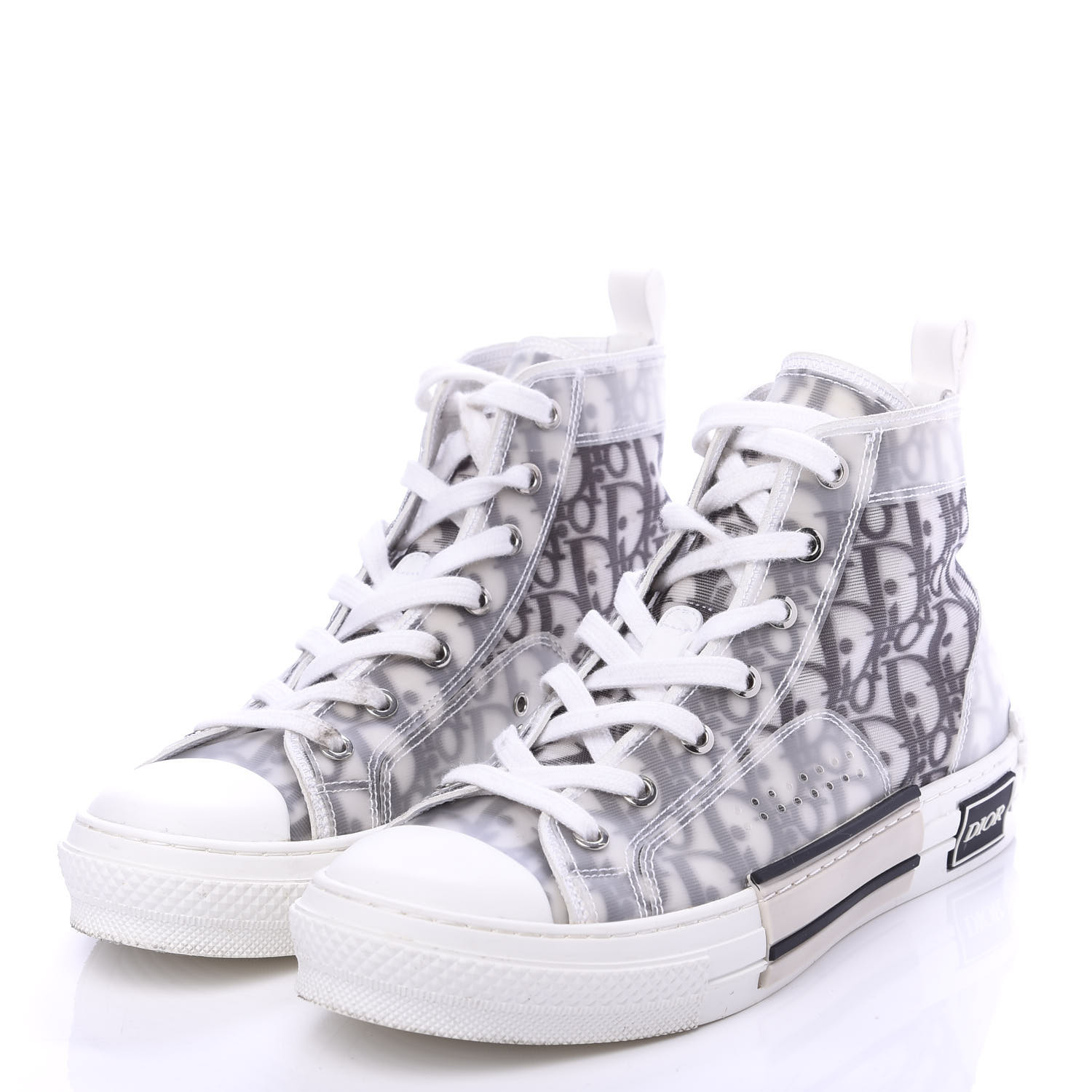 CHRISTIAN DIOR Canvas Oblique Mens B23 High Top Sneakers 39 White
