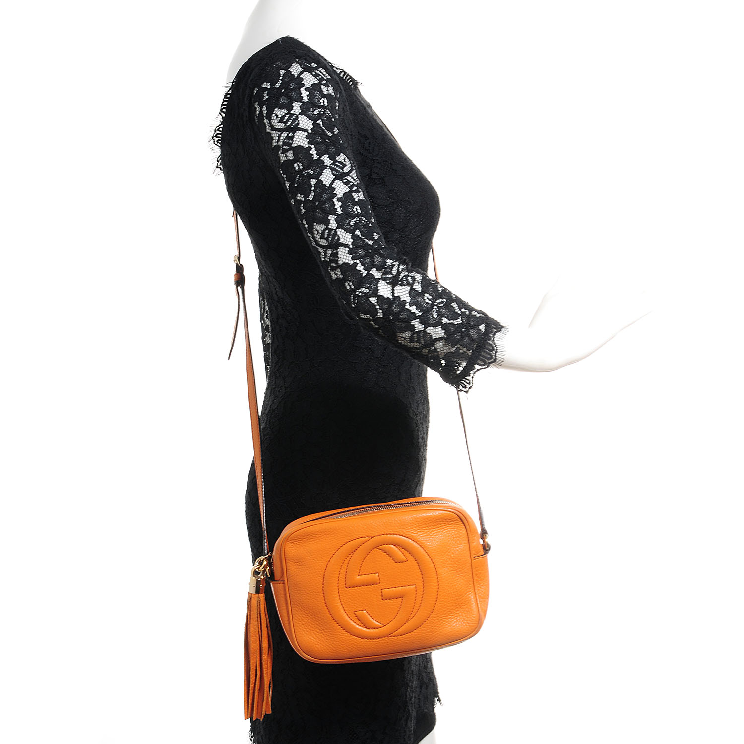 GUCCI Leather Small Soho Disco Bag Orange 78500