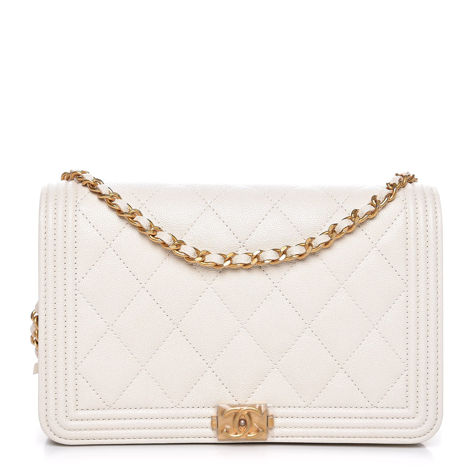 white chanel wallet on chain