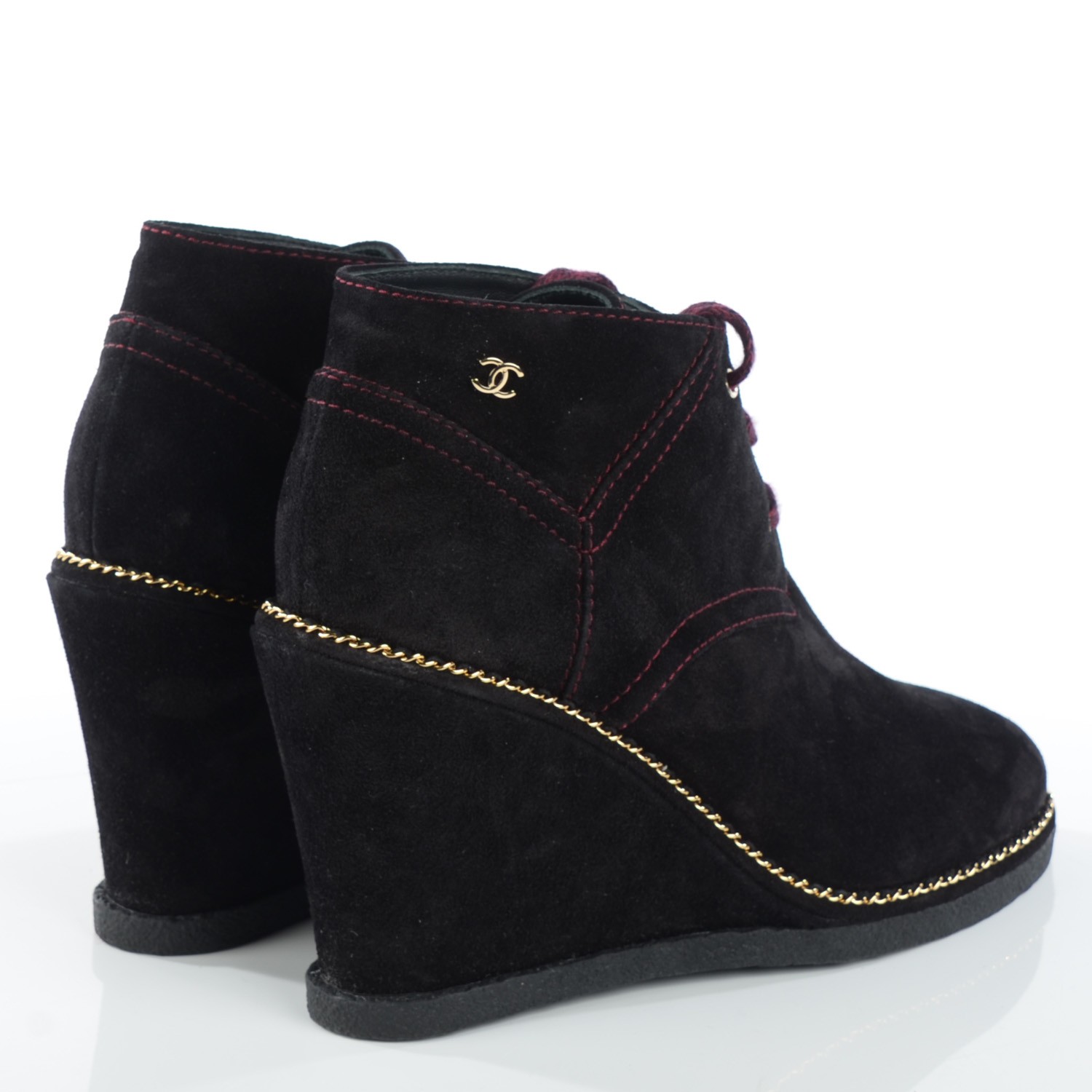 chanel calfskin lace up boots