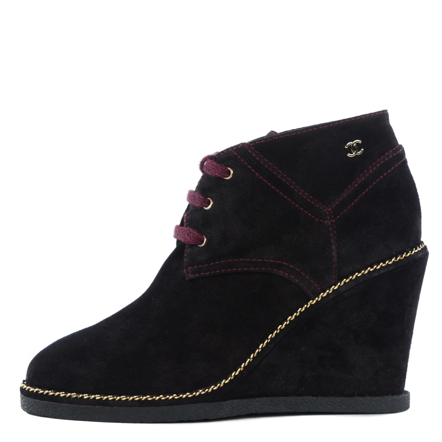chanel calfskin lace up boots