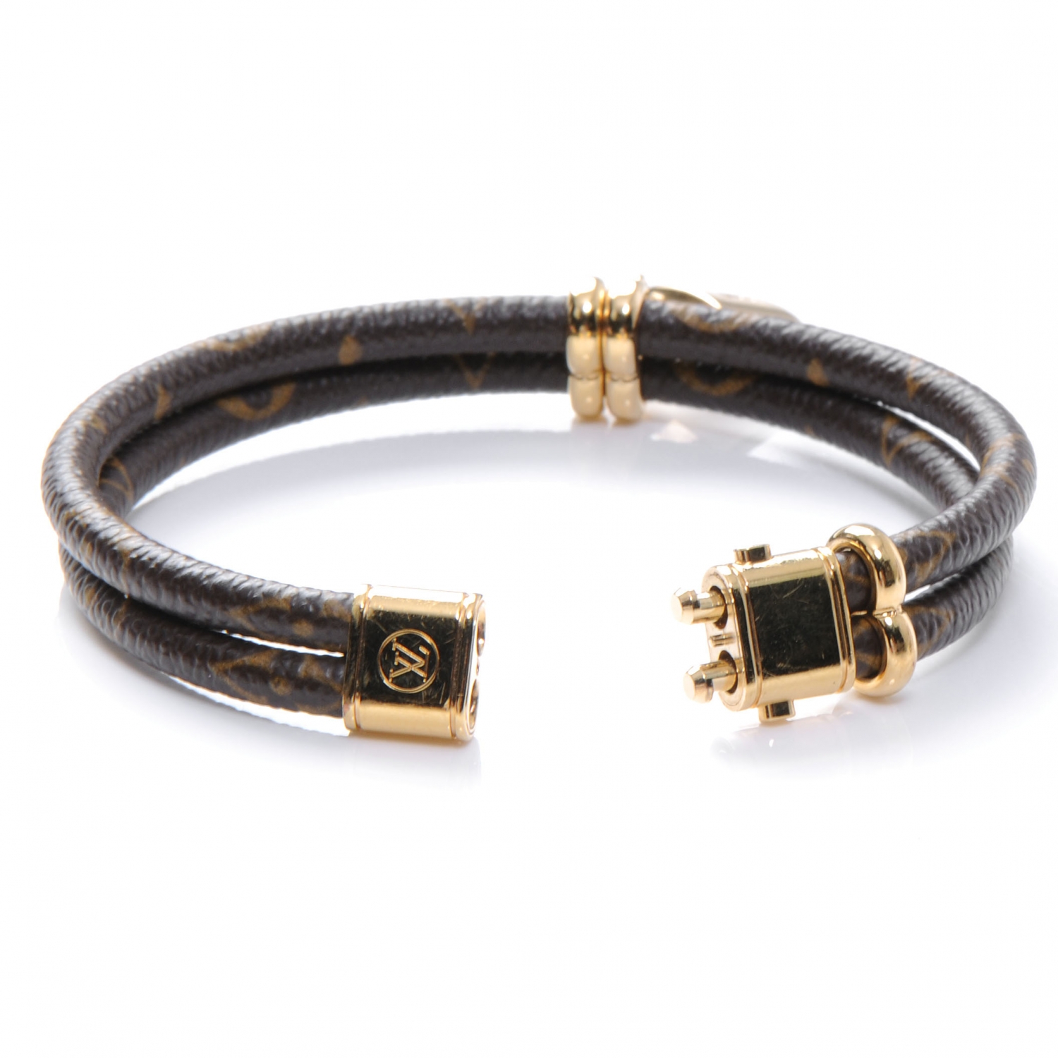 Louis Vuitton Monogram Double Keep It Twice Logo Lock Bracelet at