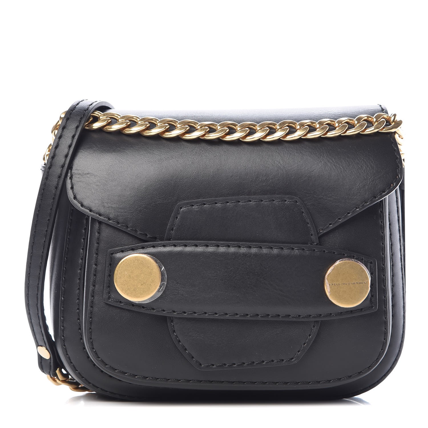 STELLA MCCARTNEY Eco Alter Nappa Popper Shoulder Bag Black 464731