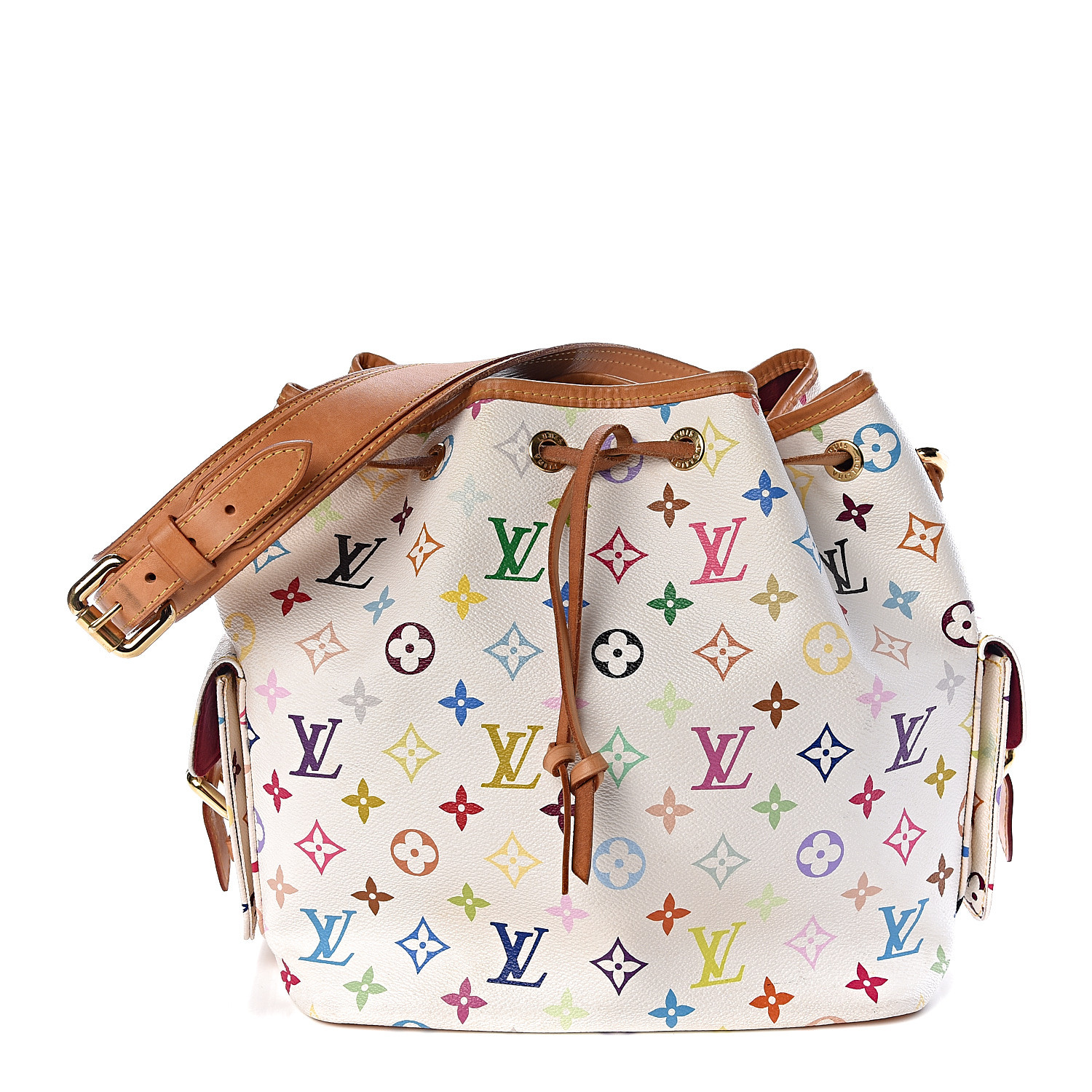 louis vuitton monogram multicolor petit noe white