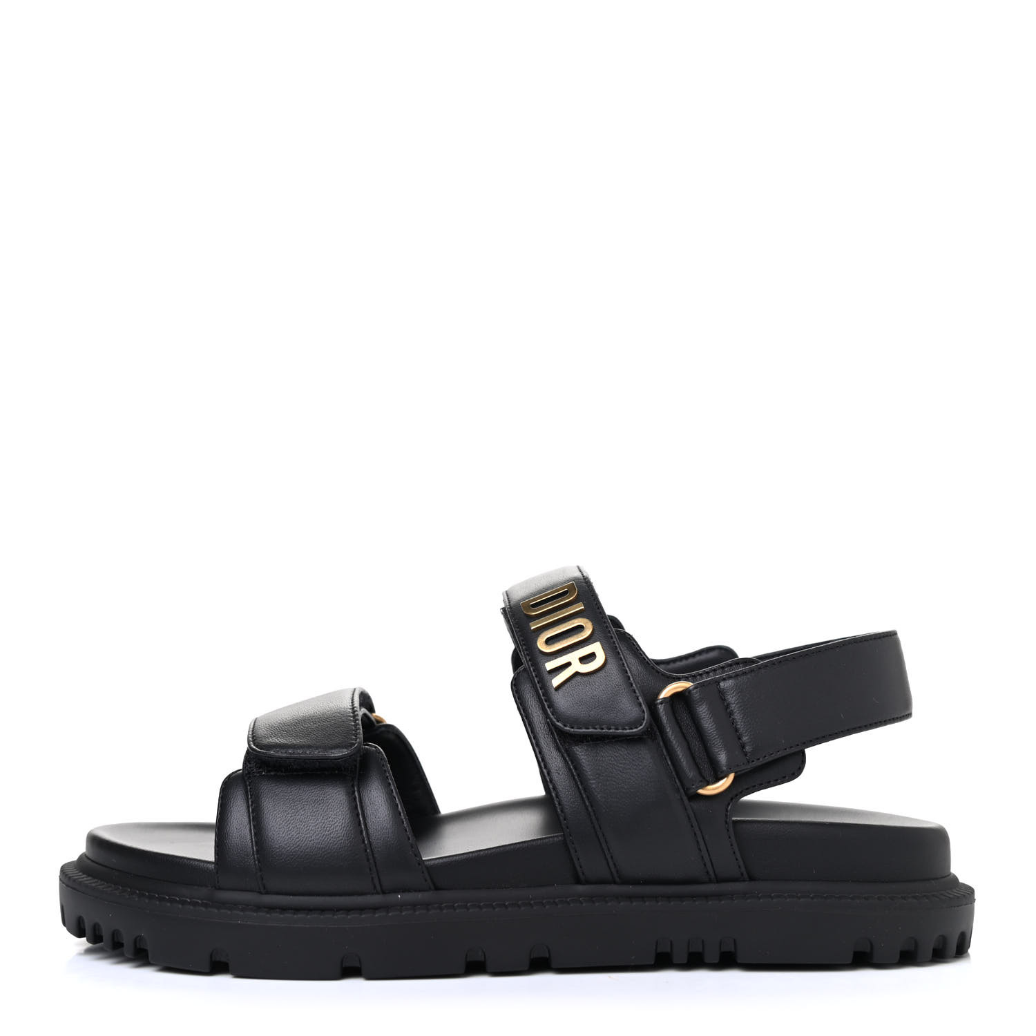 CHRISTIAN DIOR Lambskin Dioract Sandals 36.5 Black 818491 | FASHIONPHILE