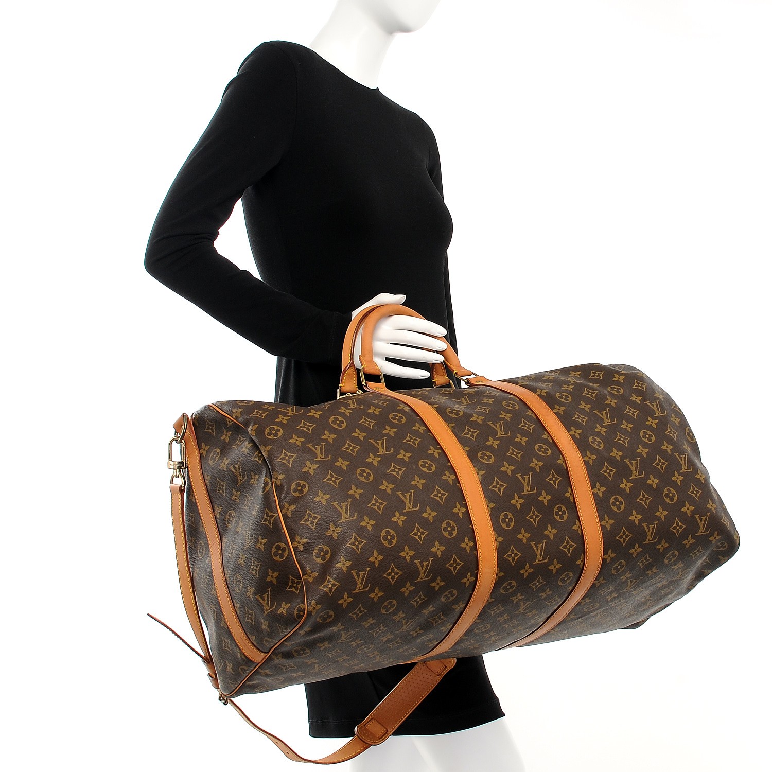 Extra Large Louis Vuitton Bandouliere Monogram Canvas Keepall 60 cm Travel  Bag at 1stDibs