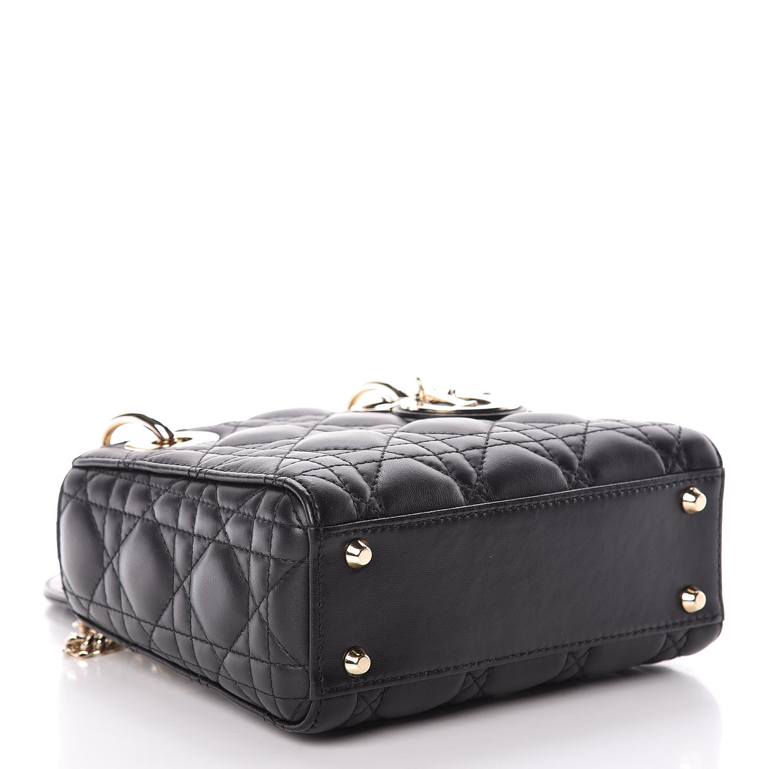 CHRISTIAN DIOR Lambskin Cannage Mini Lady Dior Black 457048