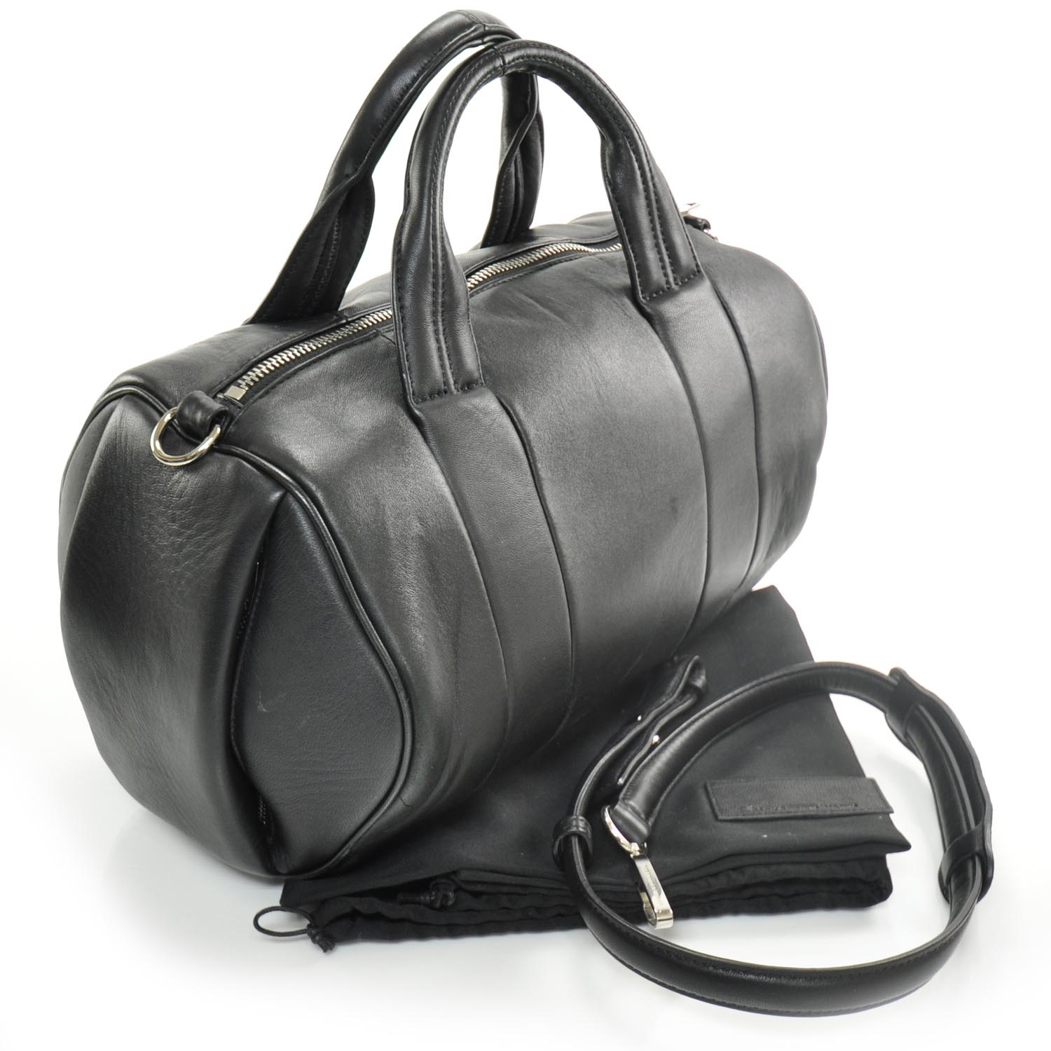 ALEXANDER WANG Leather Resin Rivet Rocco Duffel Bag Black 25115