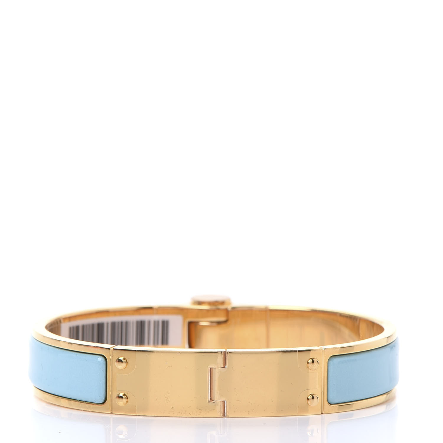 HERMES Enamel Charniere Uni Narrow Hinged Bracelet M Turquoise 596831