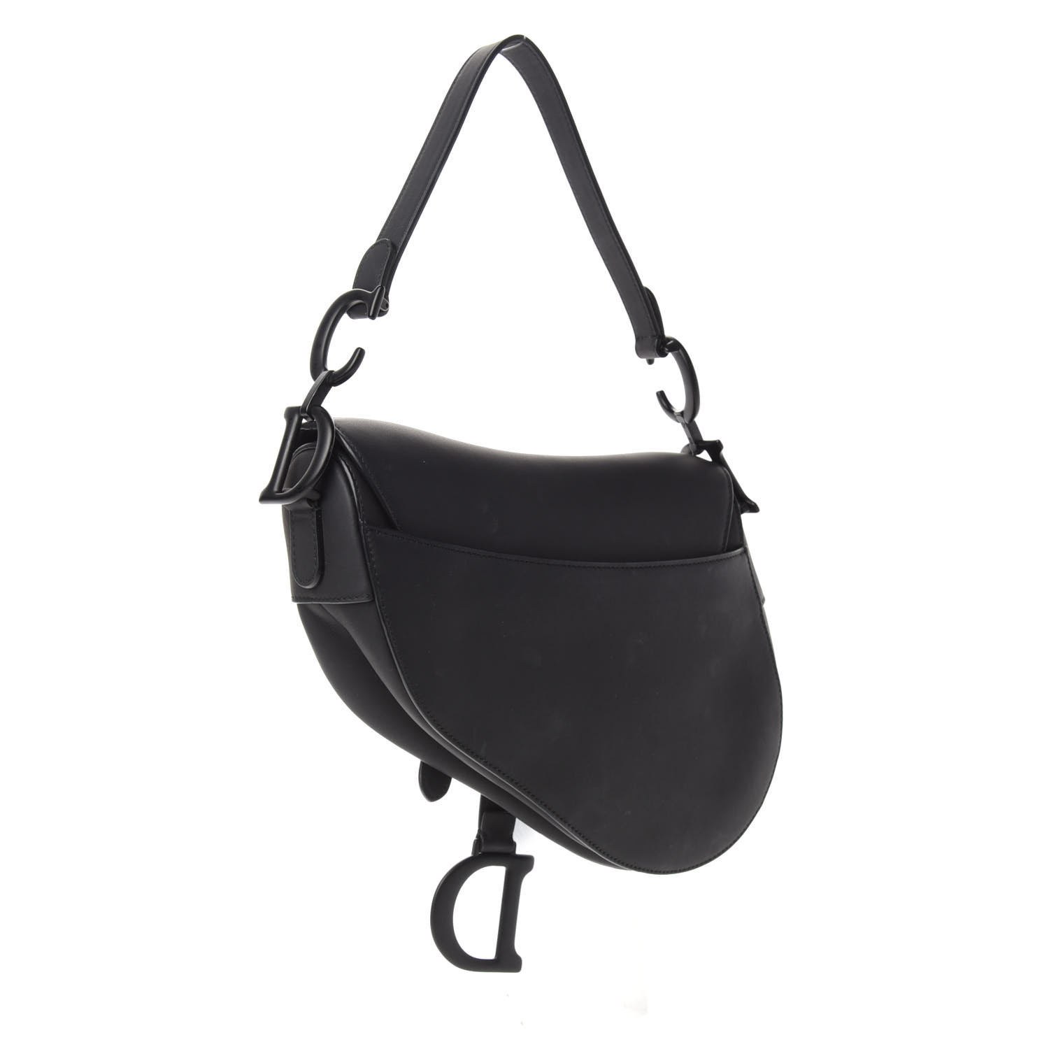 CHRISTIAN DIOR Ultra Matte Calfskin Saddle Bag Black 775040 | FASHIONPHILE