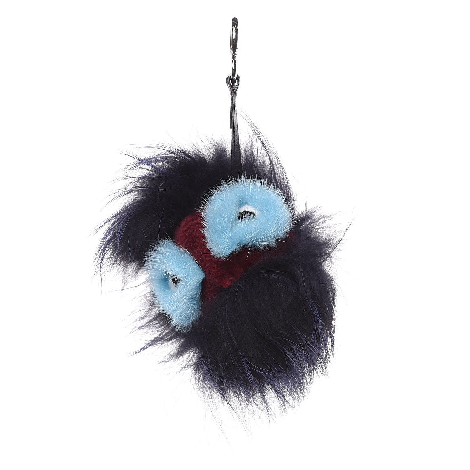 Fendi Rabbit Fox Mink Fur Me Monster Bag Charm Purple Burgundy Blue