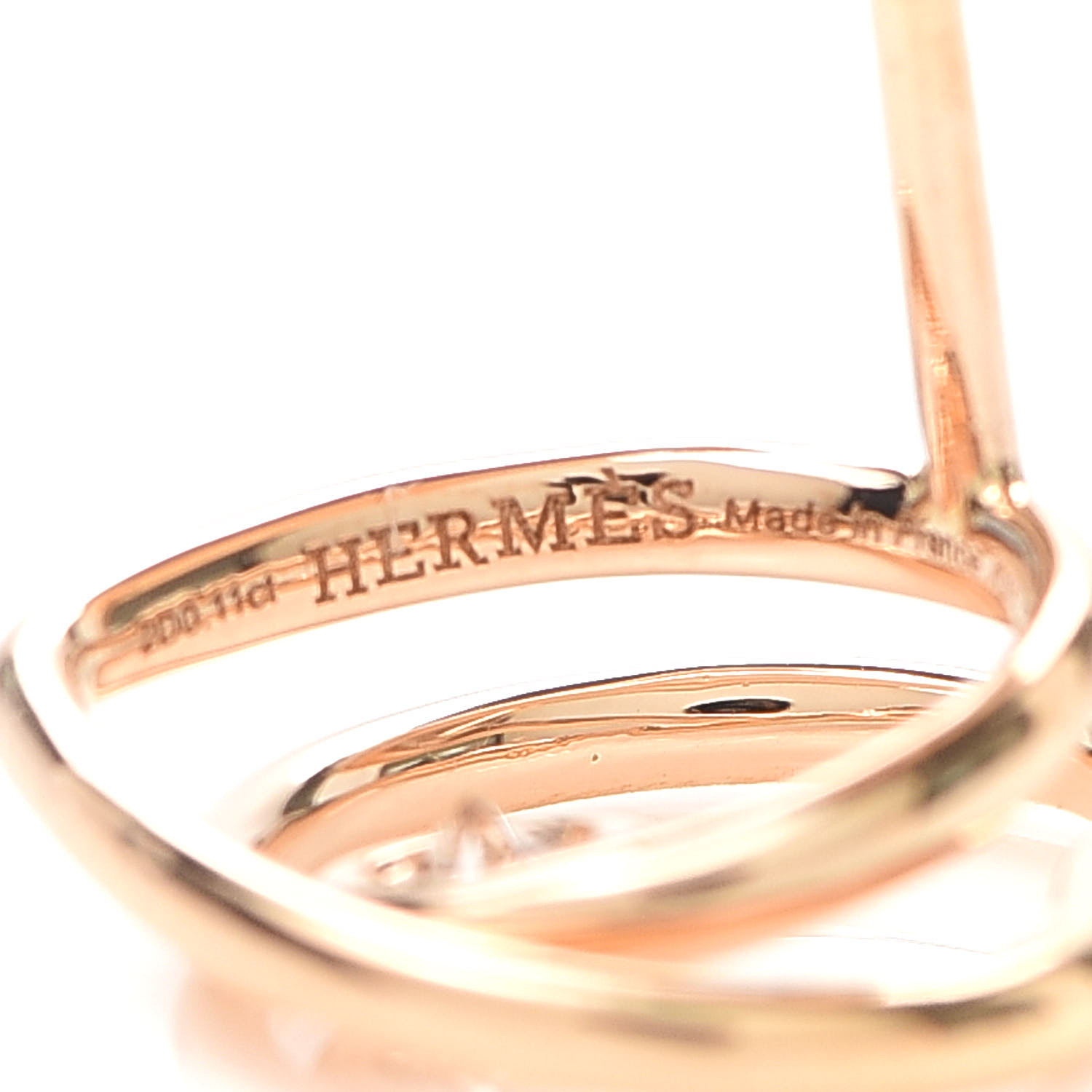 HERMES 18K Rose Gold Diamond TPM Vertige Coeur Earrings 701690