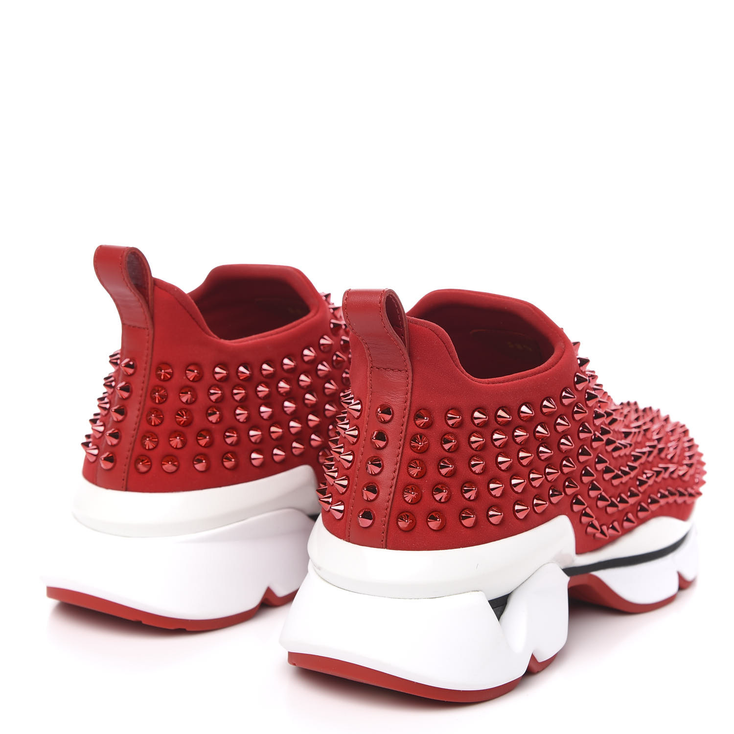 CHRISTIAN LOUBOUTIN Neoprene Spike Sock Donna Flat Sneakers 38.5 Loubi ...