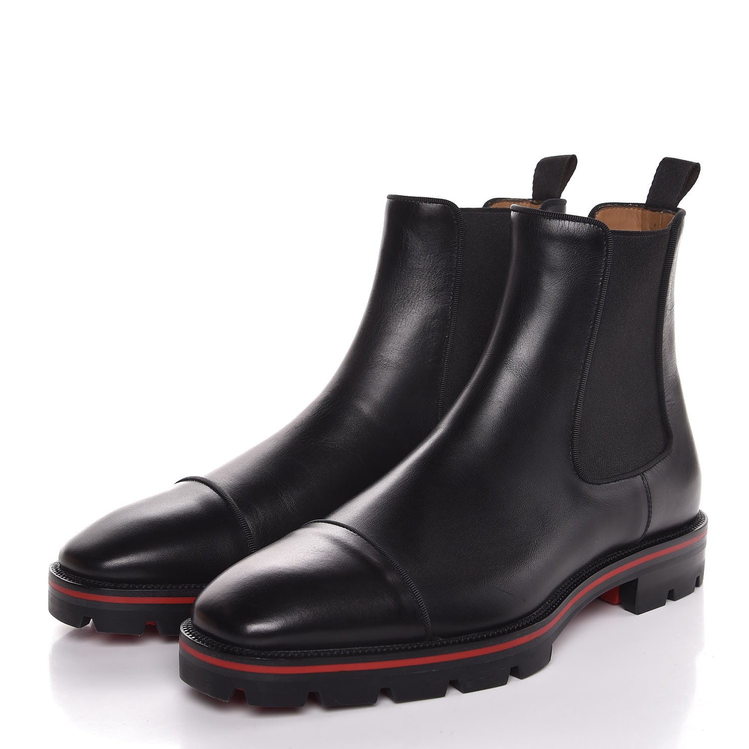 CHRISTIAN LOUBOUTIN Calfskin Mens Melon Flat Boots 40 Black 322928 ...