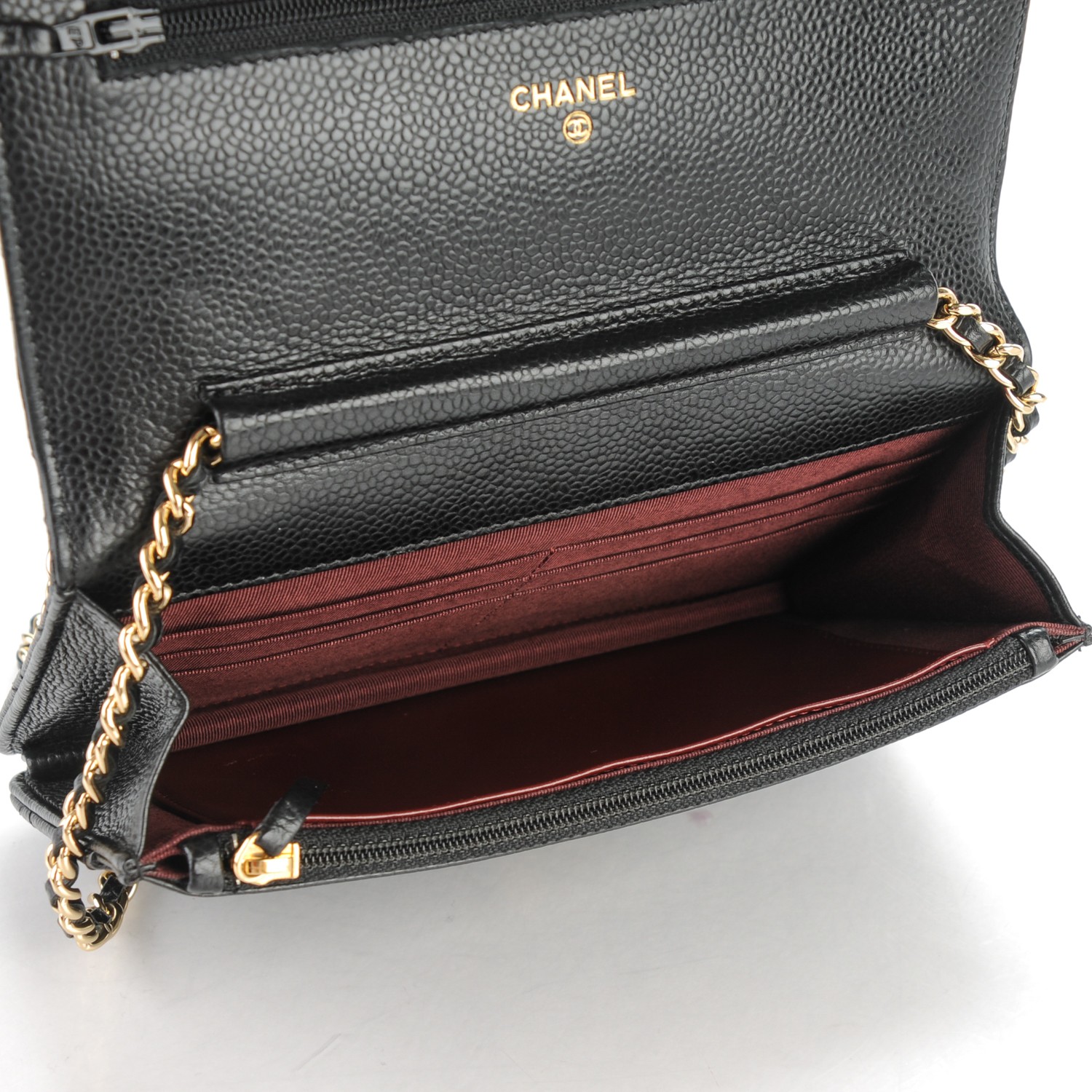 CHANEL Caviar Quilted Wallet On Chain WOC Black 166849