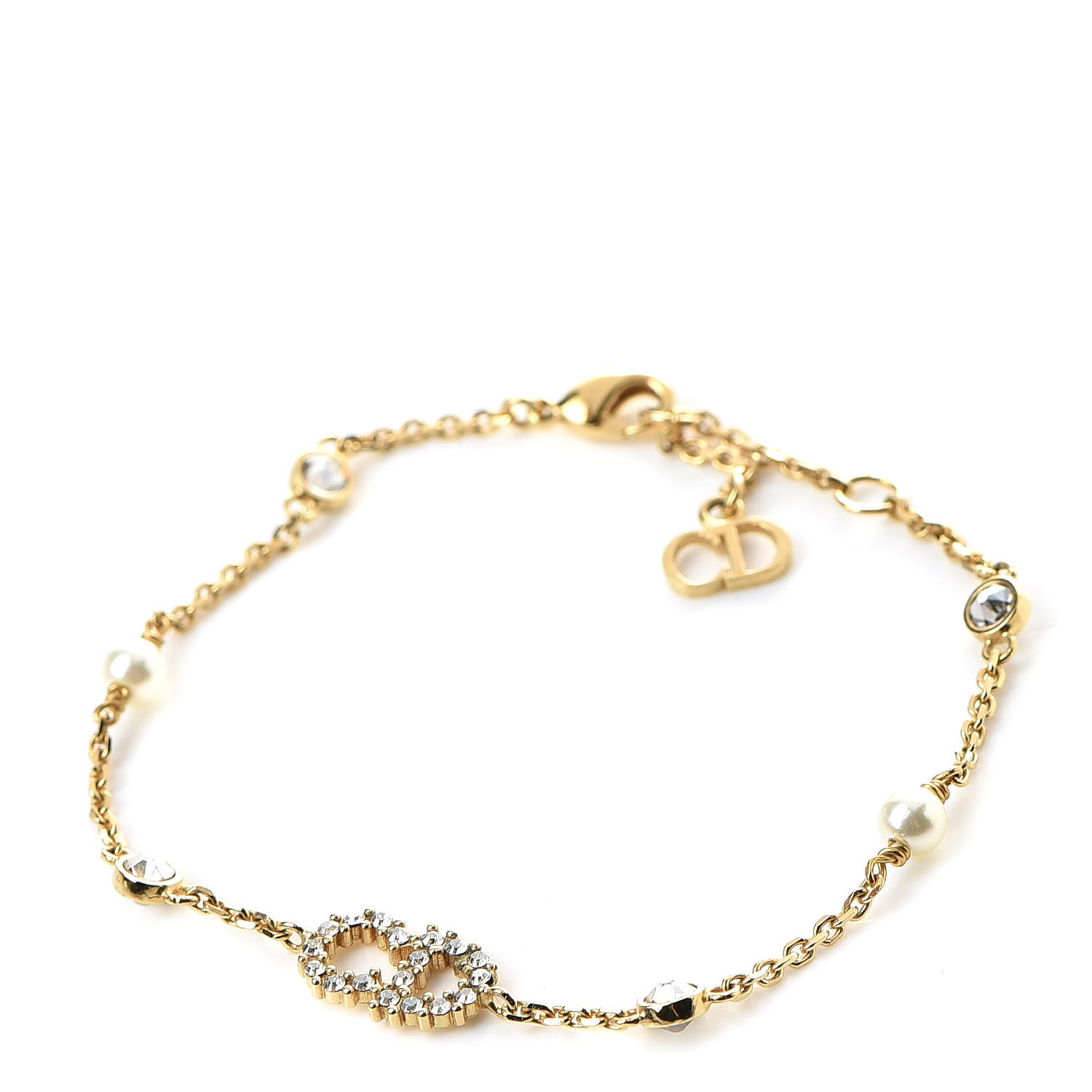 CHRISTIAN DIOR Pearl Clair D Lune Bracelet Gold 508752 | FASHIONPHILE