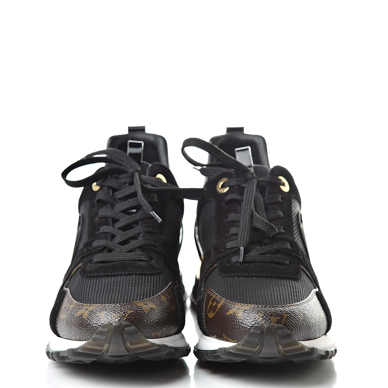 LOUIS VUITTON Monogram Suede Womens Run Away Sneakers 40 Black 509785