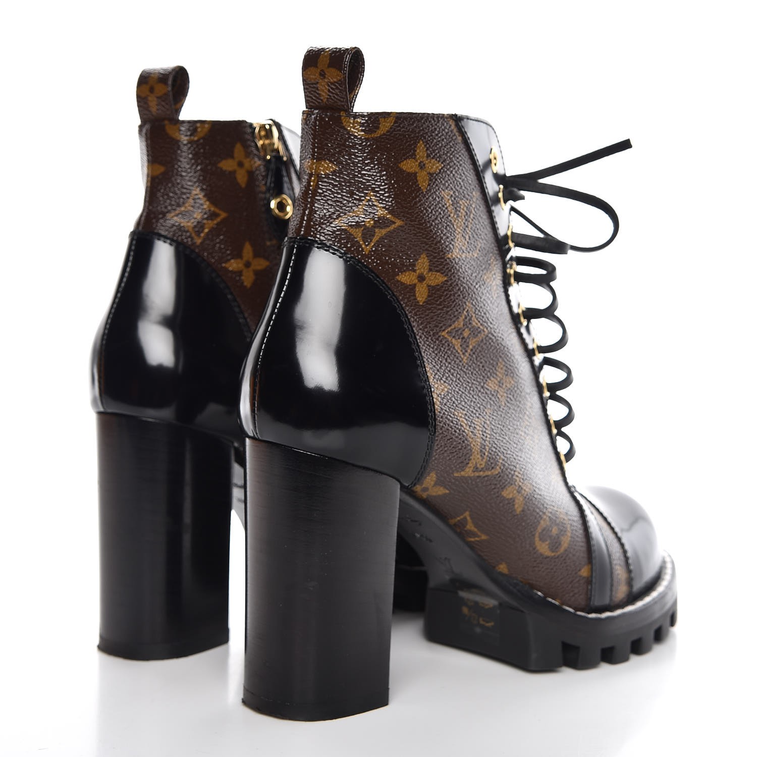 monogram buckle cleat ankle boots