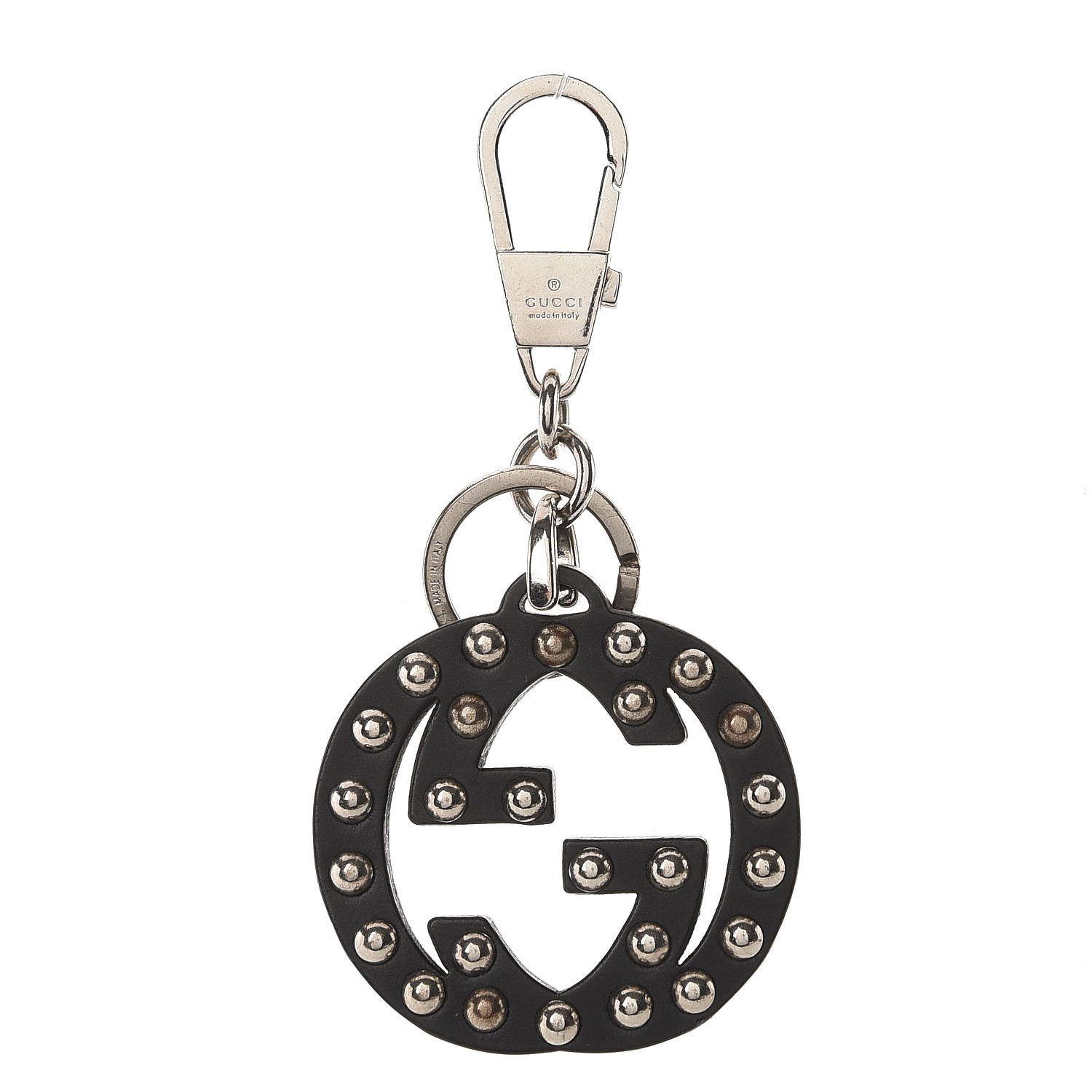GUCCI Wood Interlocking GG Studded Key Charm Black 235788 | FASHIONPHILE