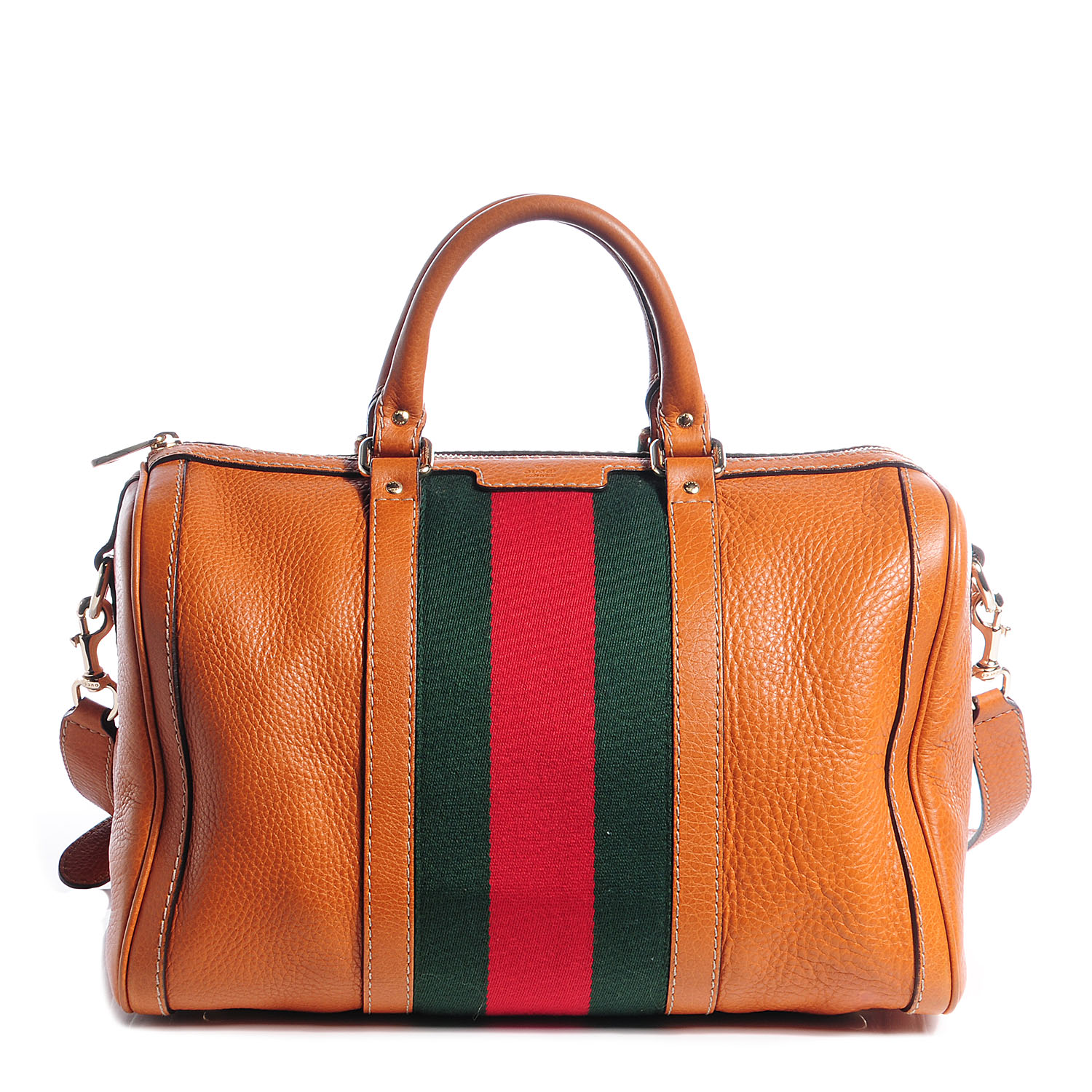 GUCCI Leather Vintage Web Medium Boston 