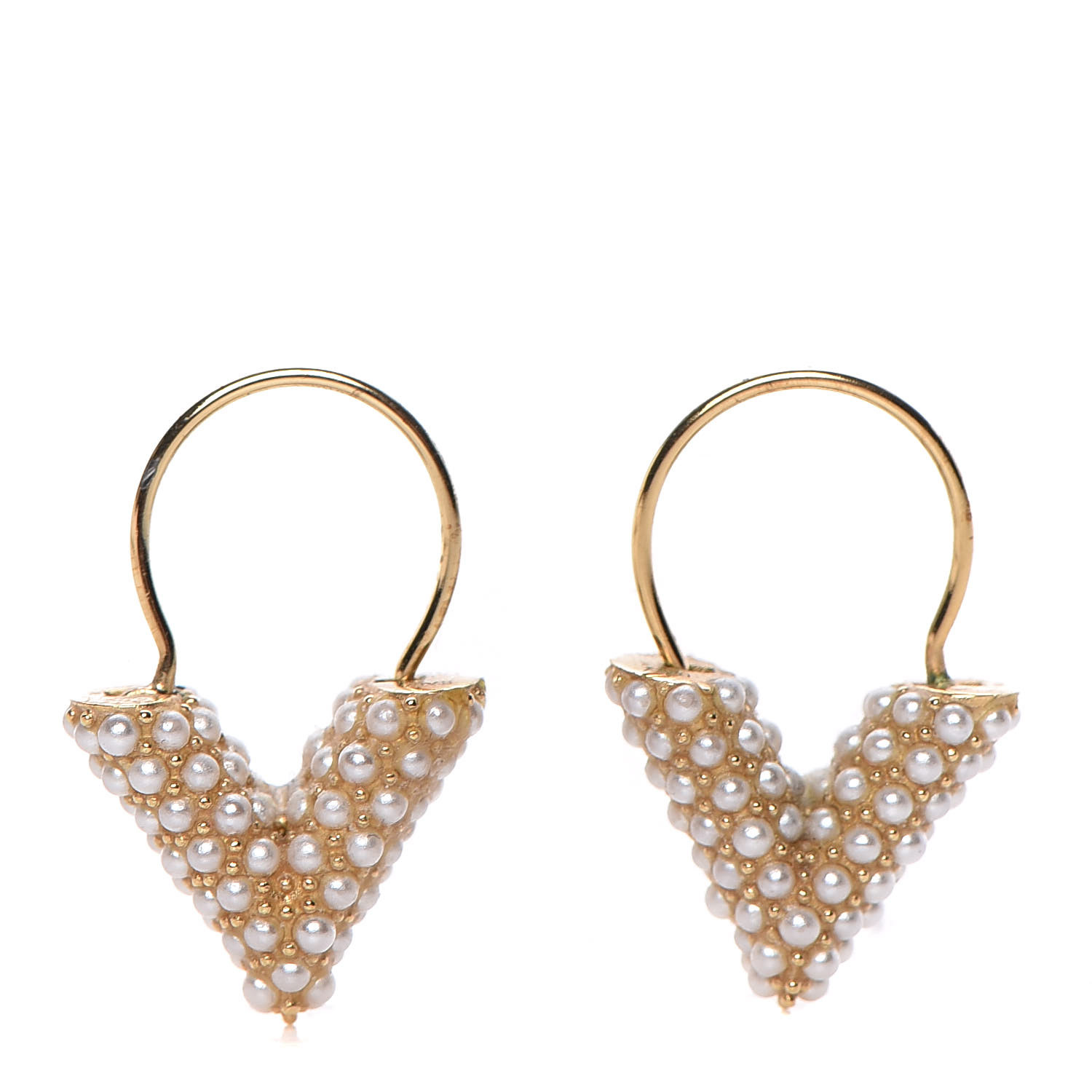 LOUIS VUITTON Essential V Perle Hoop Earrings Gold 445950
