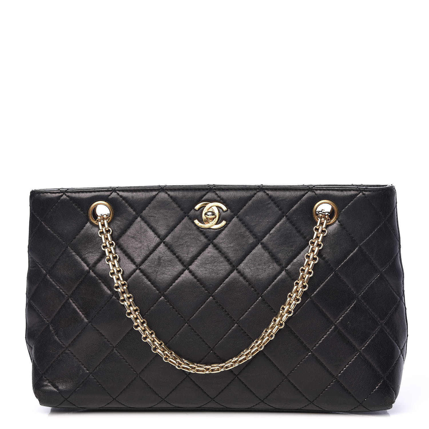chanel black quilted tote