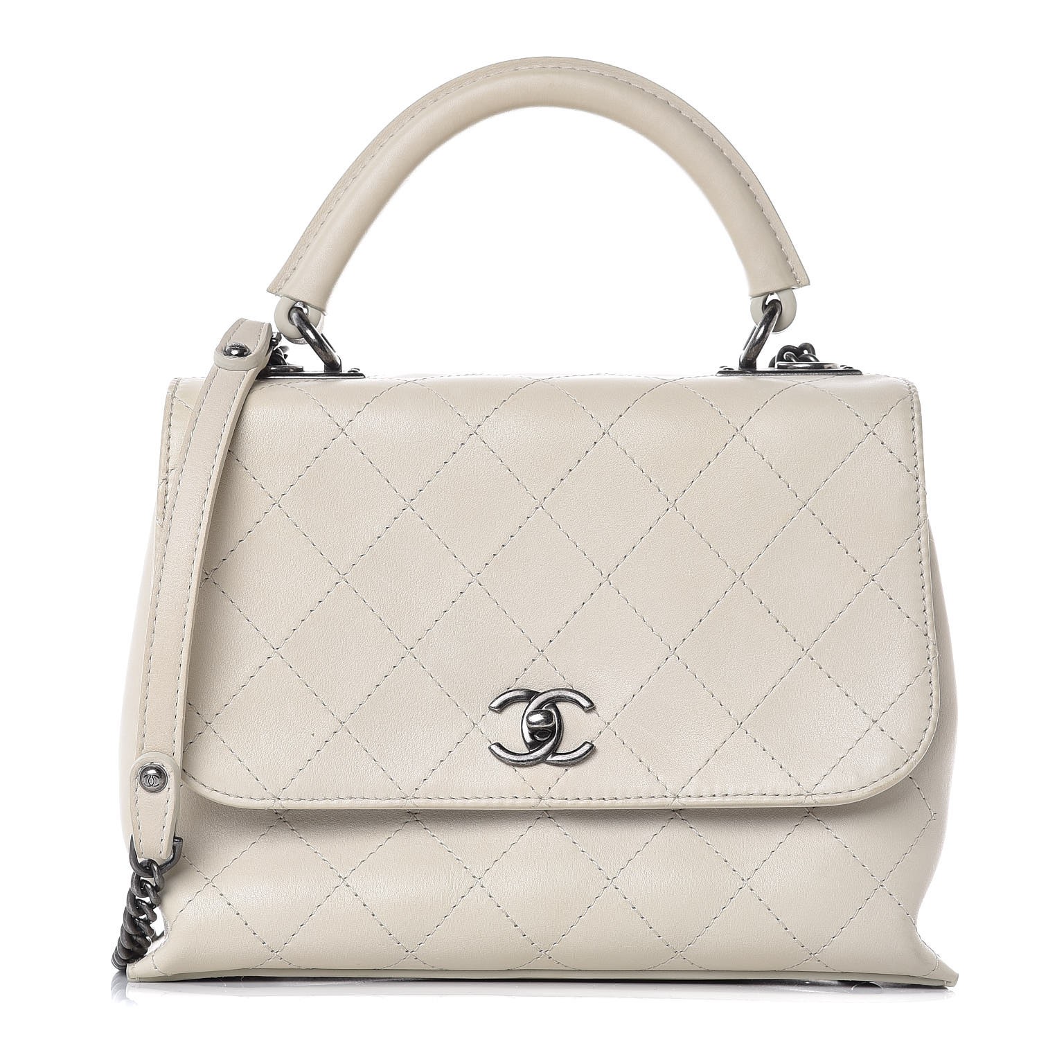 CHANEL Calfskin Stitched Urban Luxury Top Handle Bag Ivory 352282 ...