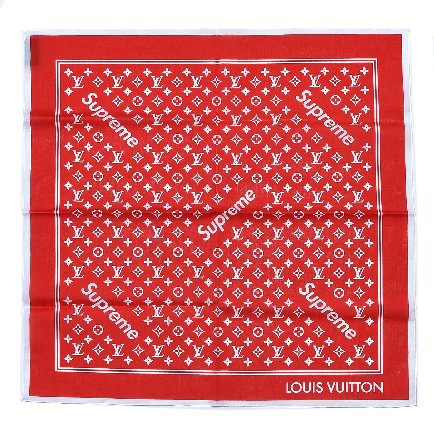 LOUIS VUITTON X Supreme Cotton Monogram Bandana Scarf Red 338800