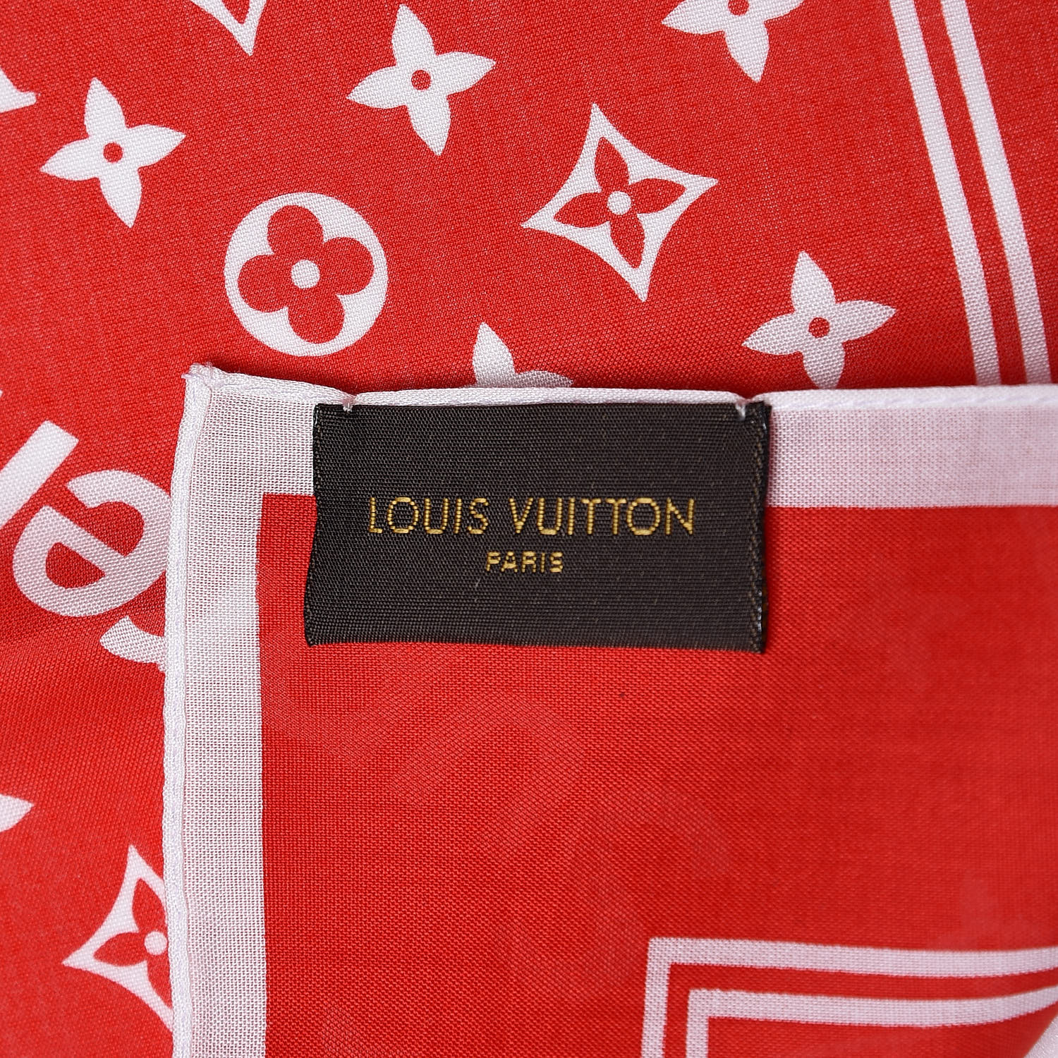 LOUIS VUITTON X Supreme Cotton Monogram Bandana Scarf Red 338800