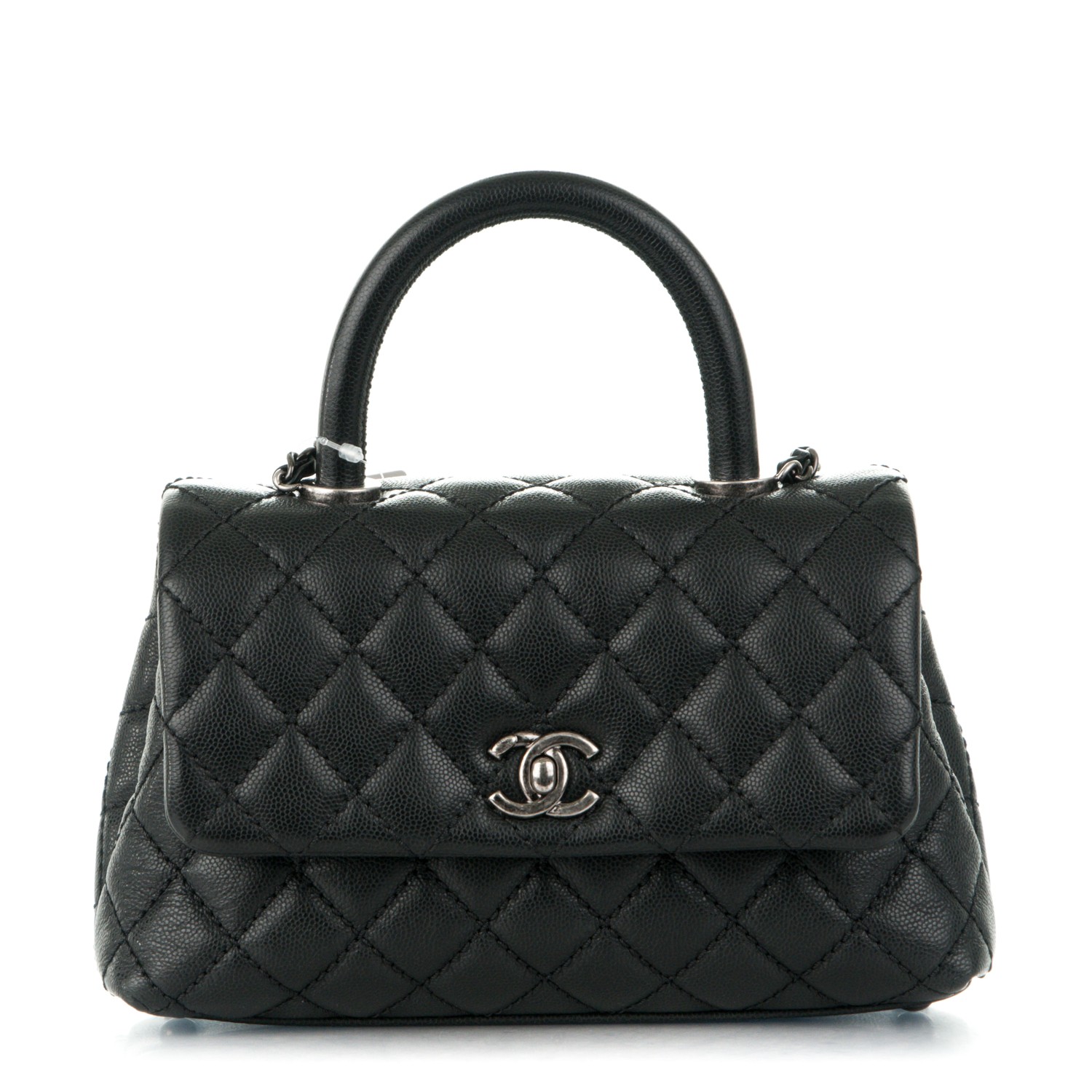 caviar quilted extra mini coco handle flap black