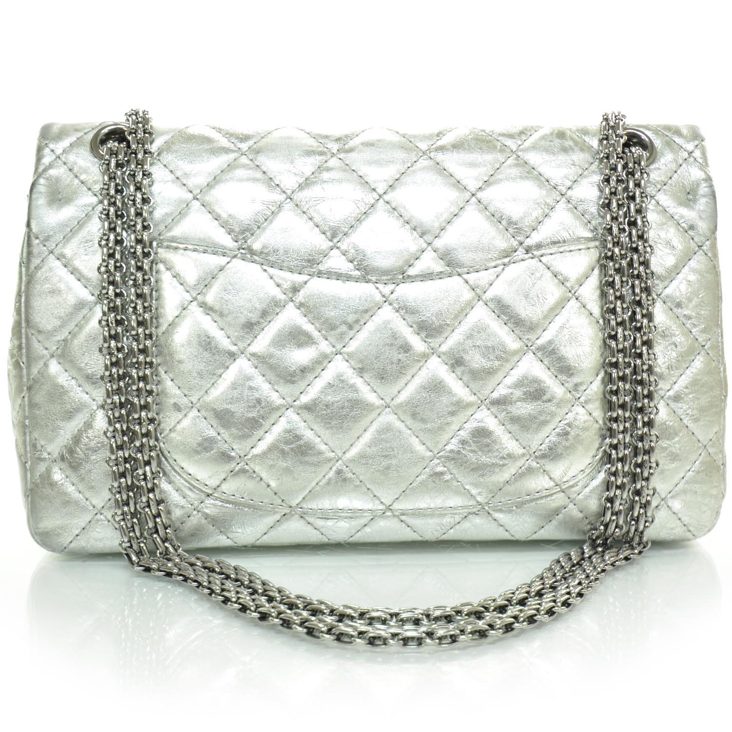 CHANEL Distressed Leather 2.55 Reissue 226 Flap Silver 22984