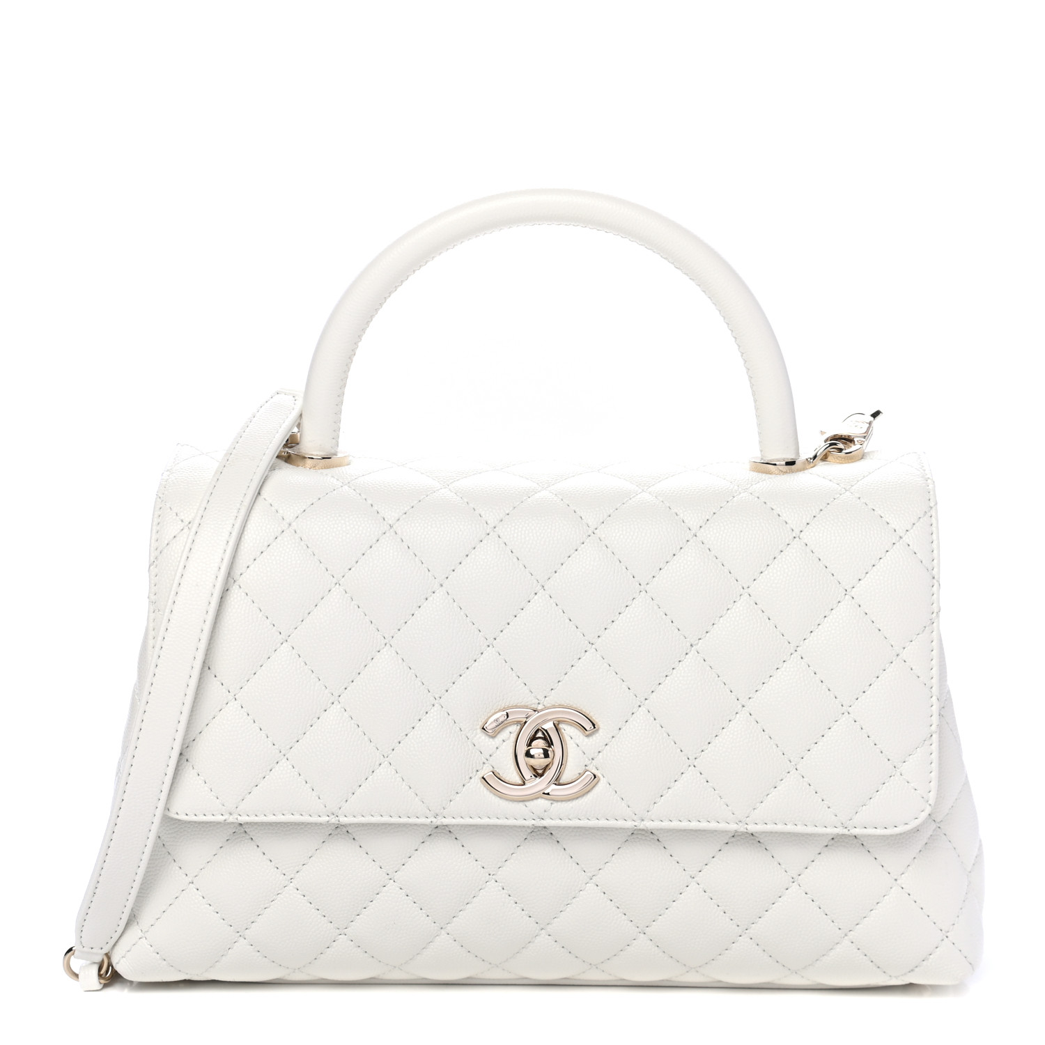 Chanel Caviar Quilted Medium Coco Handle Flap White 01 Fashionphile Chanel Caviar Quilted Medium Coco Handle Flap White 01 Fashionphile