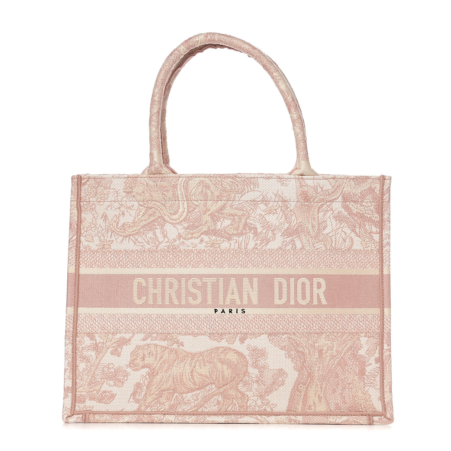 CHRISTIAN DIOR Embroidered Toile De Jouy Small Canvas Book Tote Rose 548710