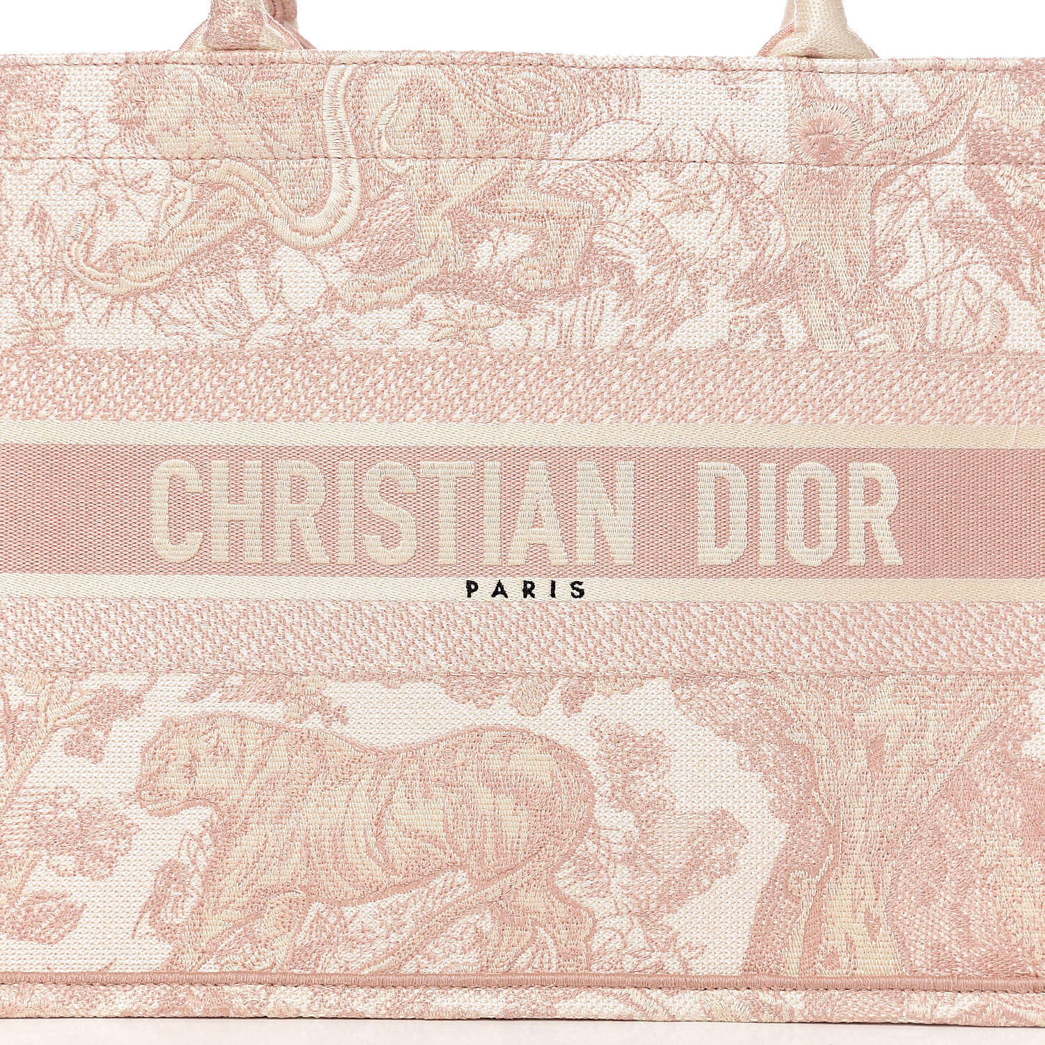 CHRISTIAN DIOR Embroidered Toile De Jouy Small Canvas Book Tote Rose 548710