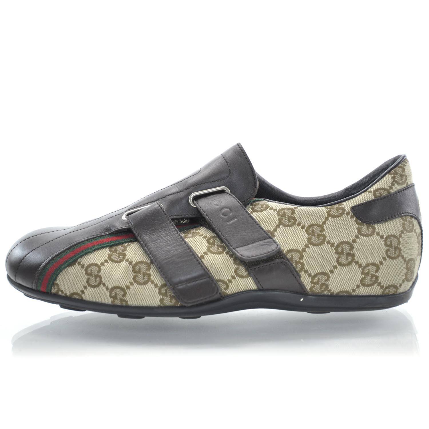 GUCCI Monogram Velcro Sneakers 7 Ebony 32490