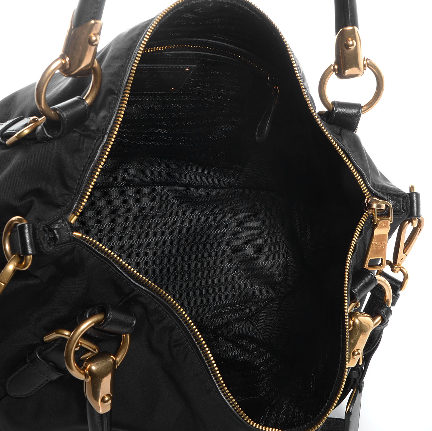 PRADA Tessuto Nylon Nappa Shoulder Bag Nero Black 80348