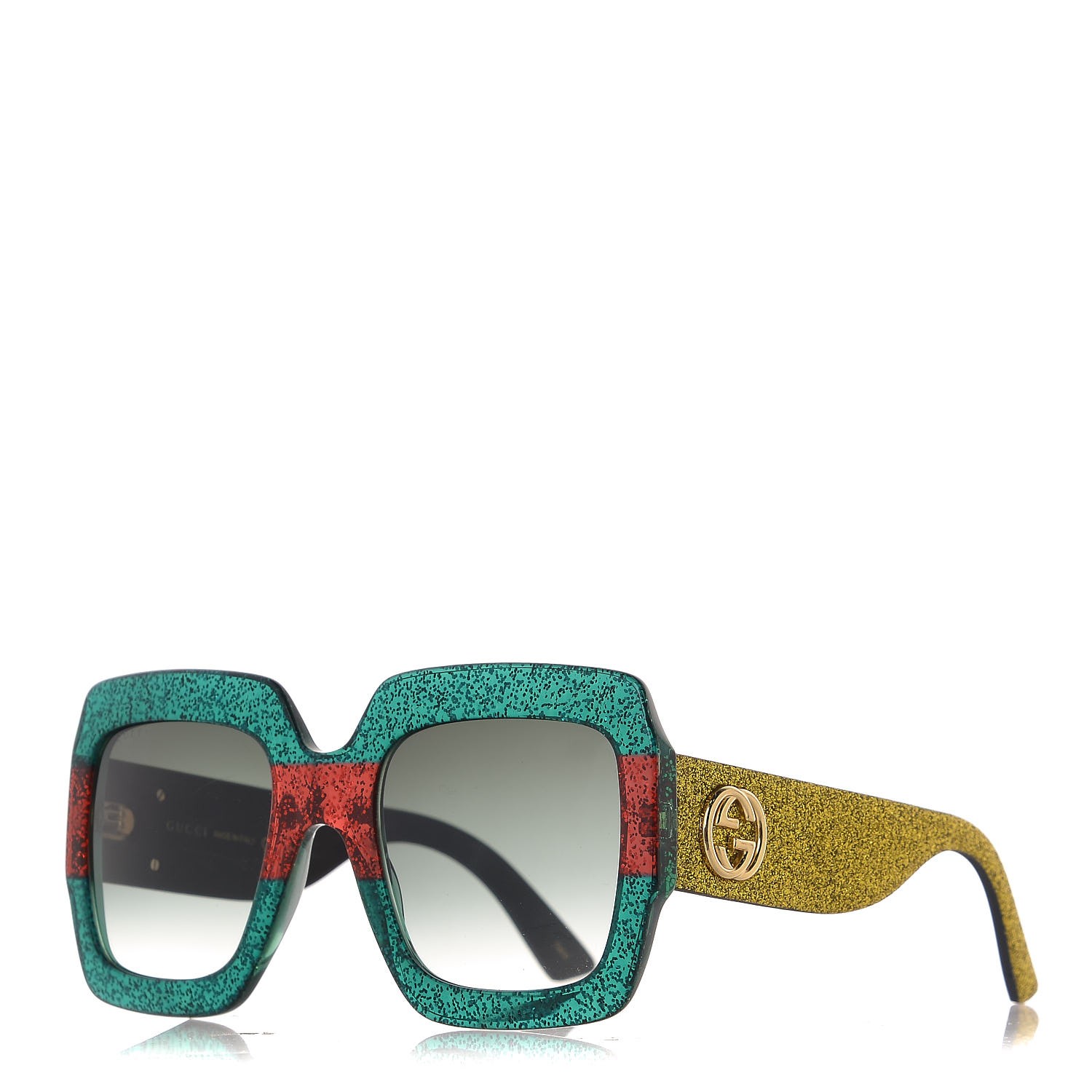 gucci square acetate sunglasses black green red