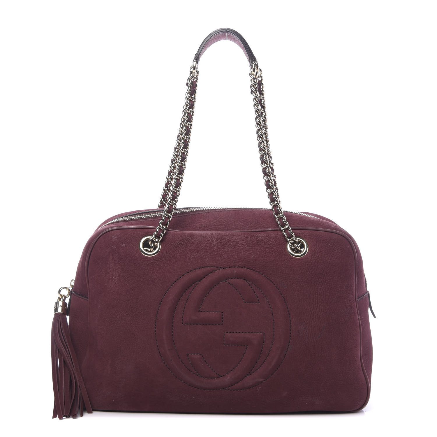 Gucci Soho Handbag Burgundy Backwards | semashow.com