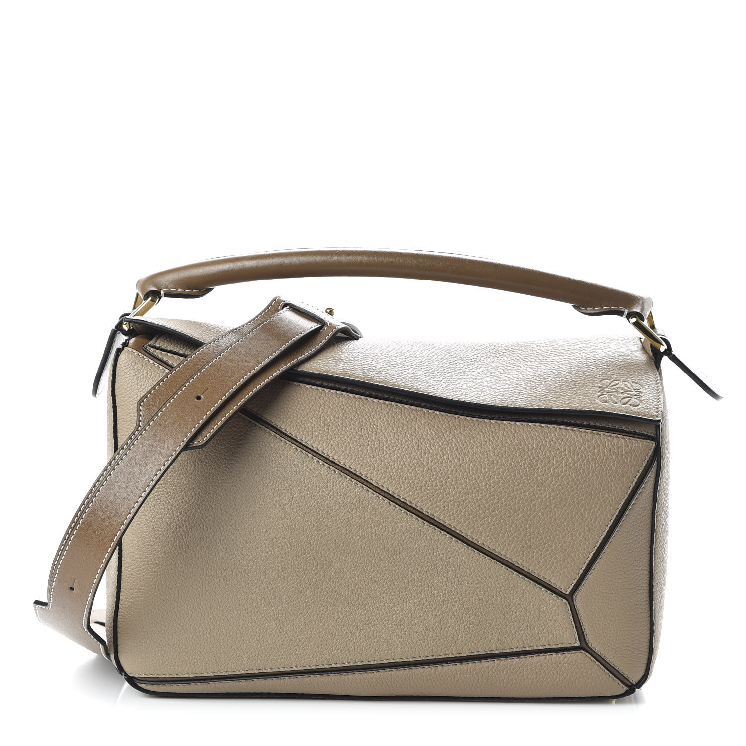 LOEWE Calfskin Medium Puzzle Bag Sand Mink 652757 | FASHIONPHILE