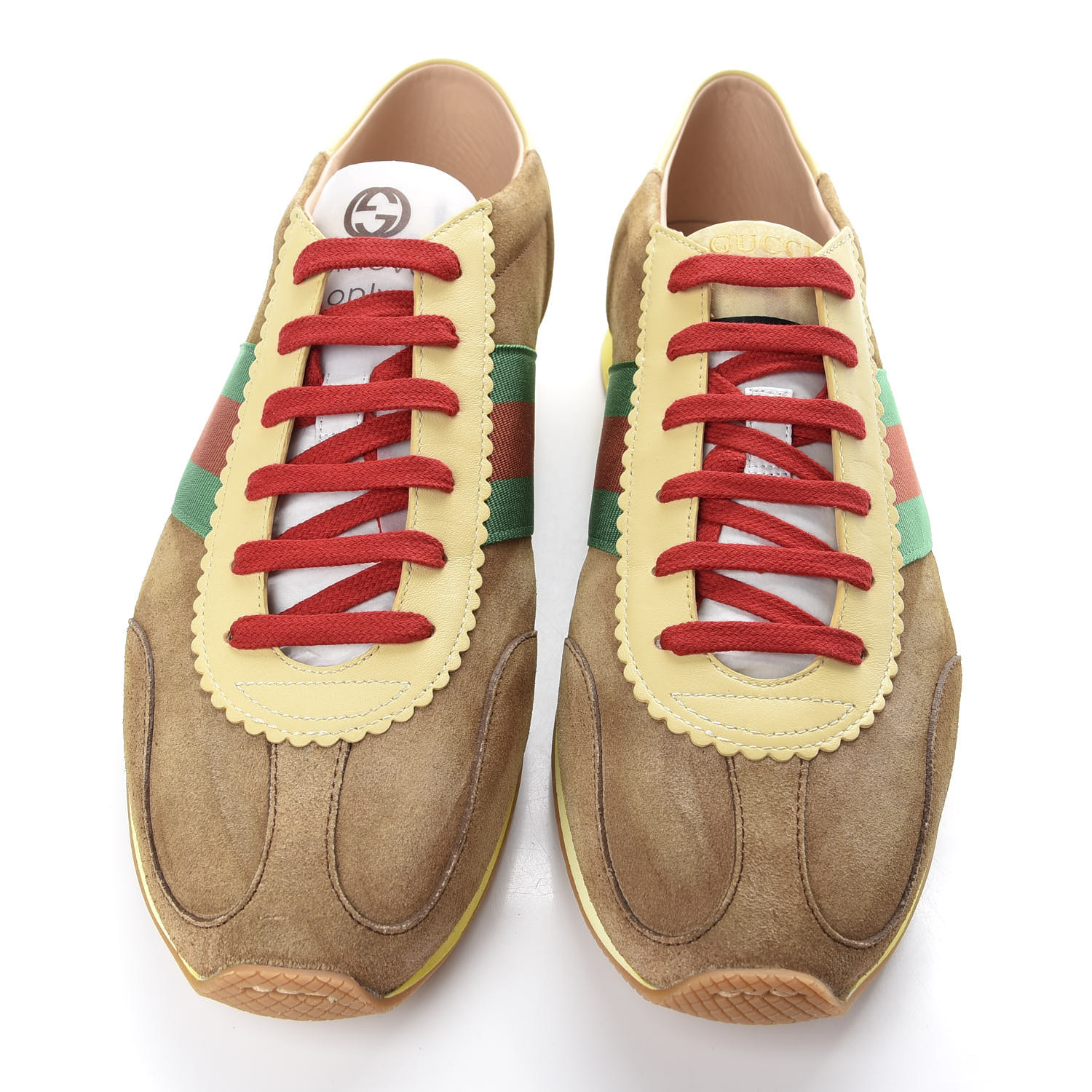 GUCCI Suede Web Mens Rocket Sneakers 11 Camel 651088 | FASHIONPHILE