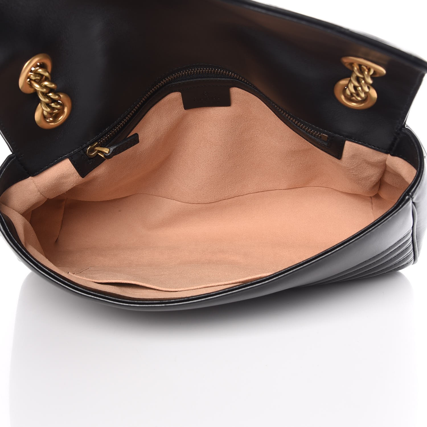 GUCCI Calfskin Matelasse Medium GG Marmont Shoulder Bag Black 315167