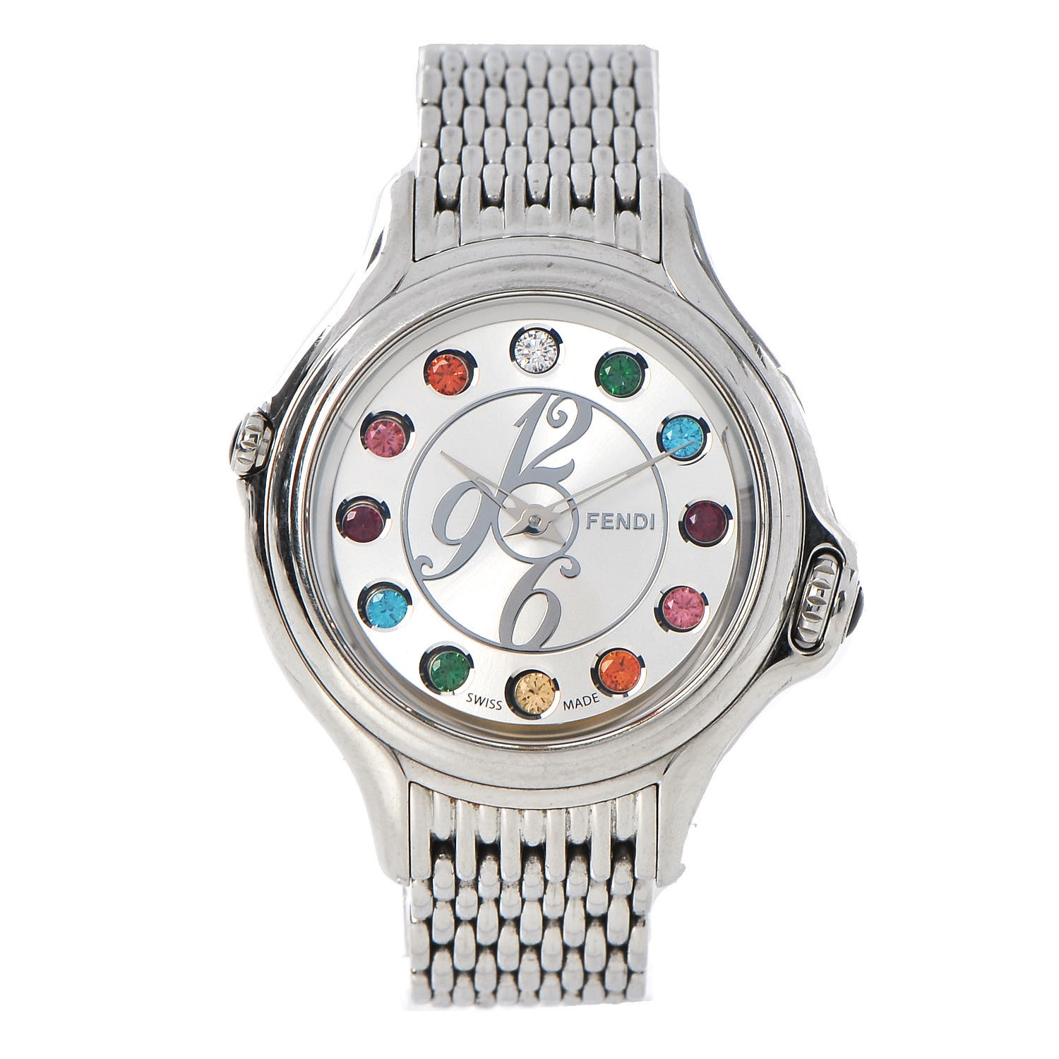 FENDI Stainless Steel Diamond Topaz 