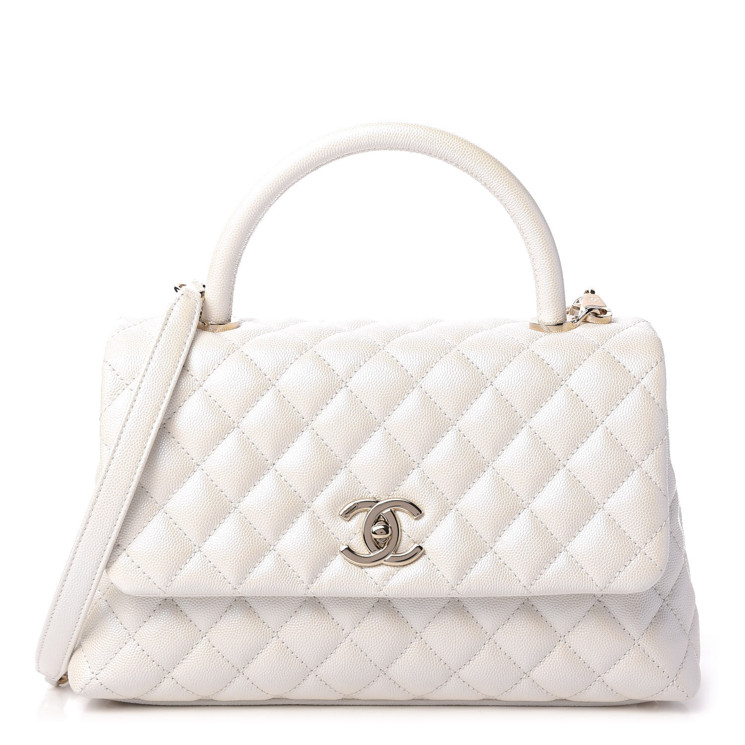 chanel coco handle iridescent white