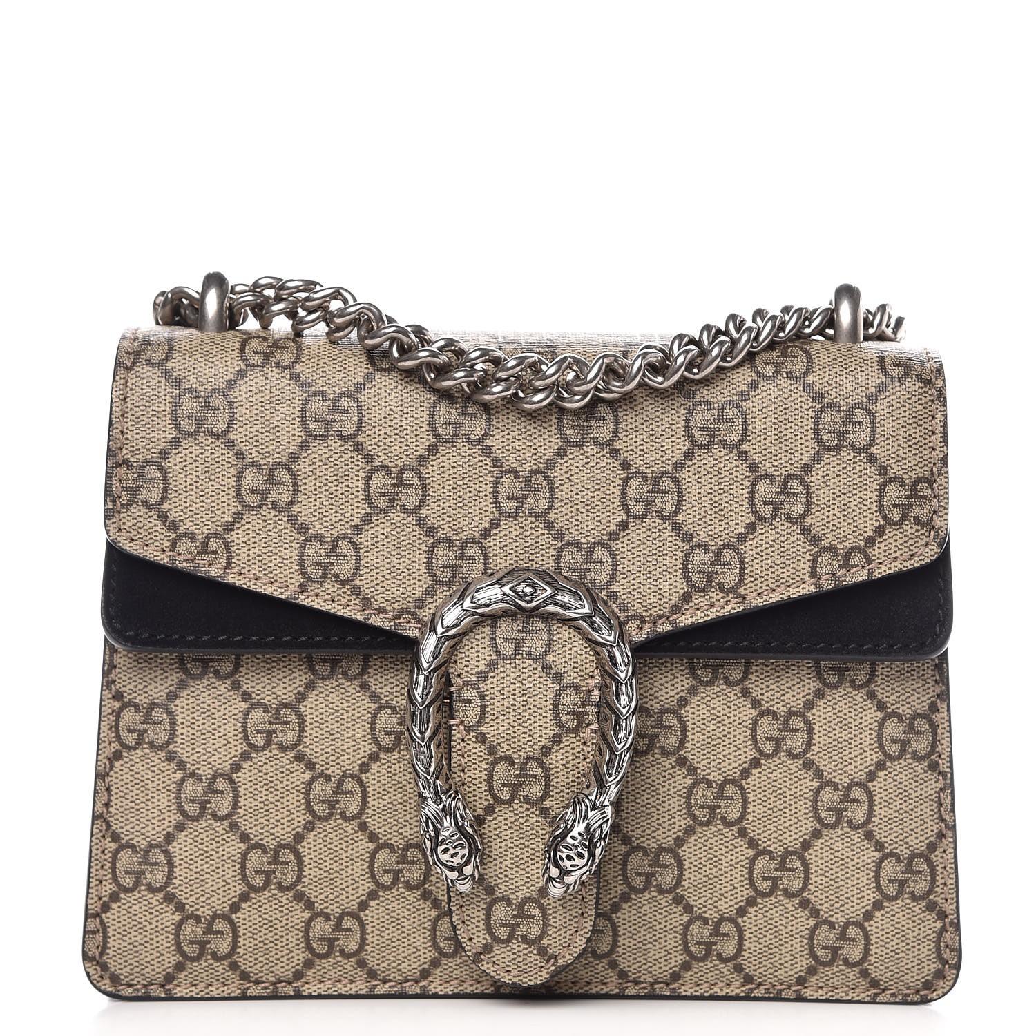 GUCCI GG Supreme Monogram Mini Dionysus Shoulder Bag Black 308732