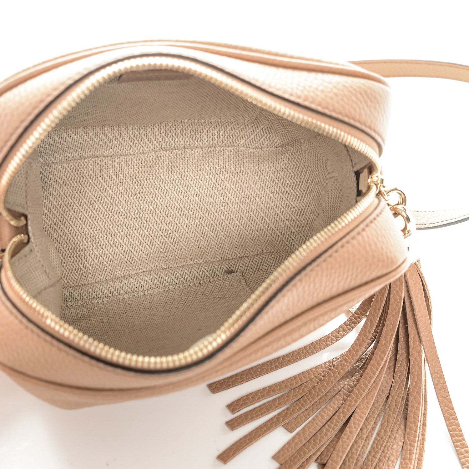gucci soho disco bag rose beige review GUCCI Pebbled Calfskin Small Soho Disco Bag Rose Beige 189434