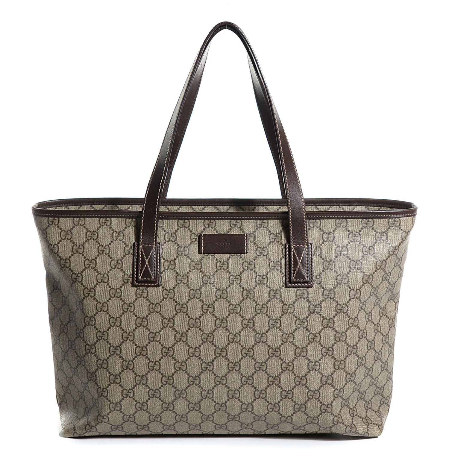 GUCCI GG Supreme Medium Tote Dark Brown 