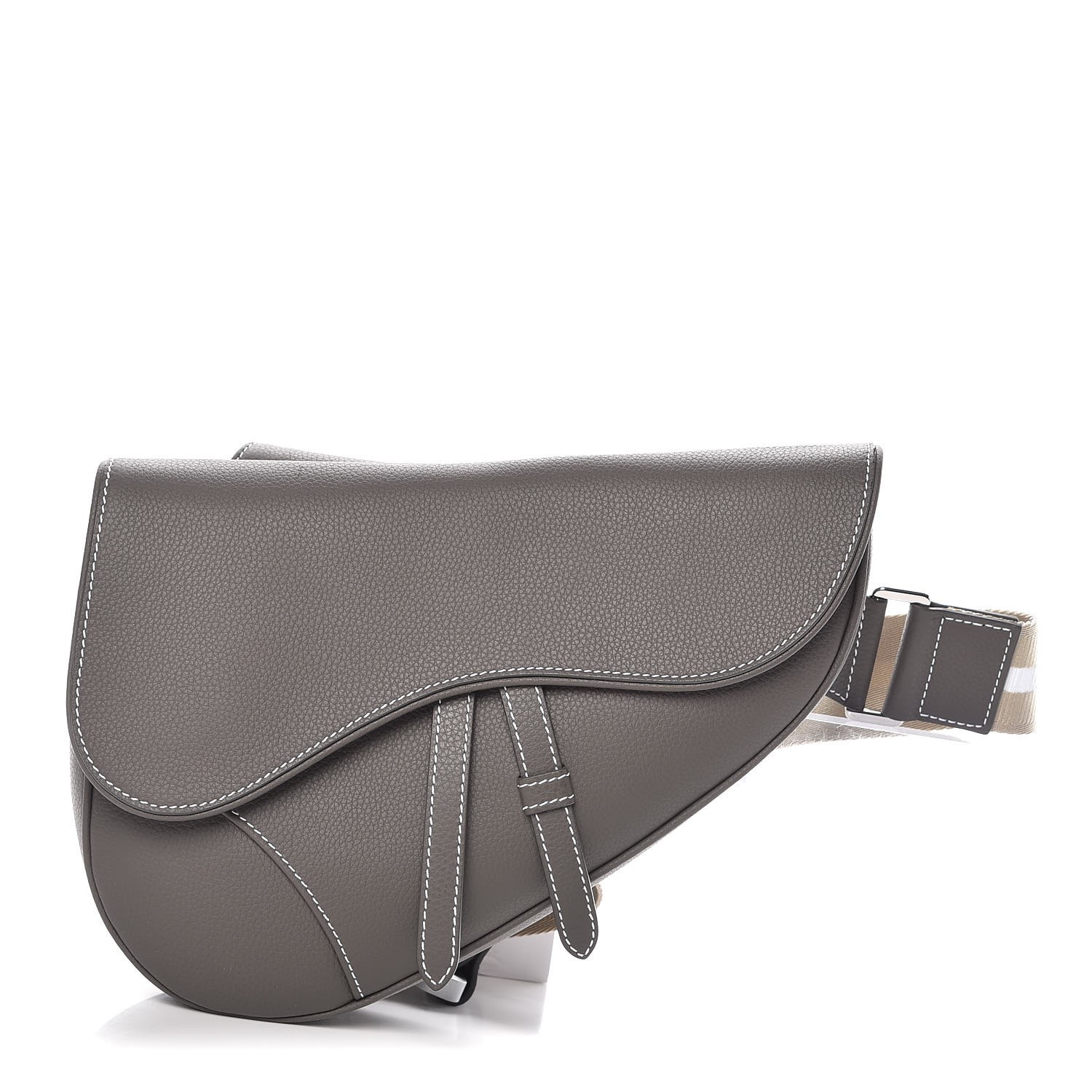 grey leather saddle bag
