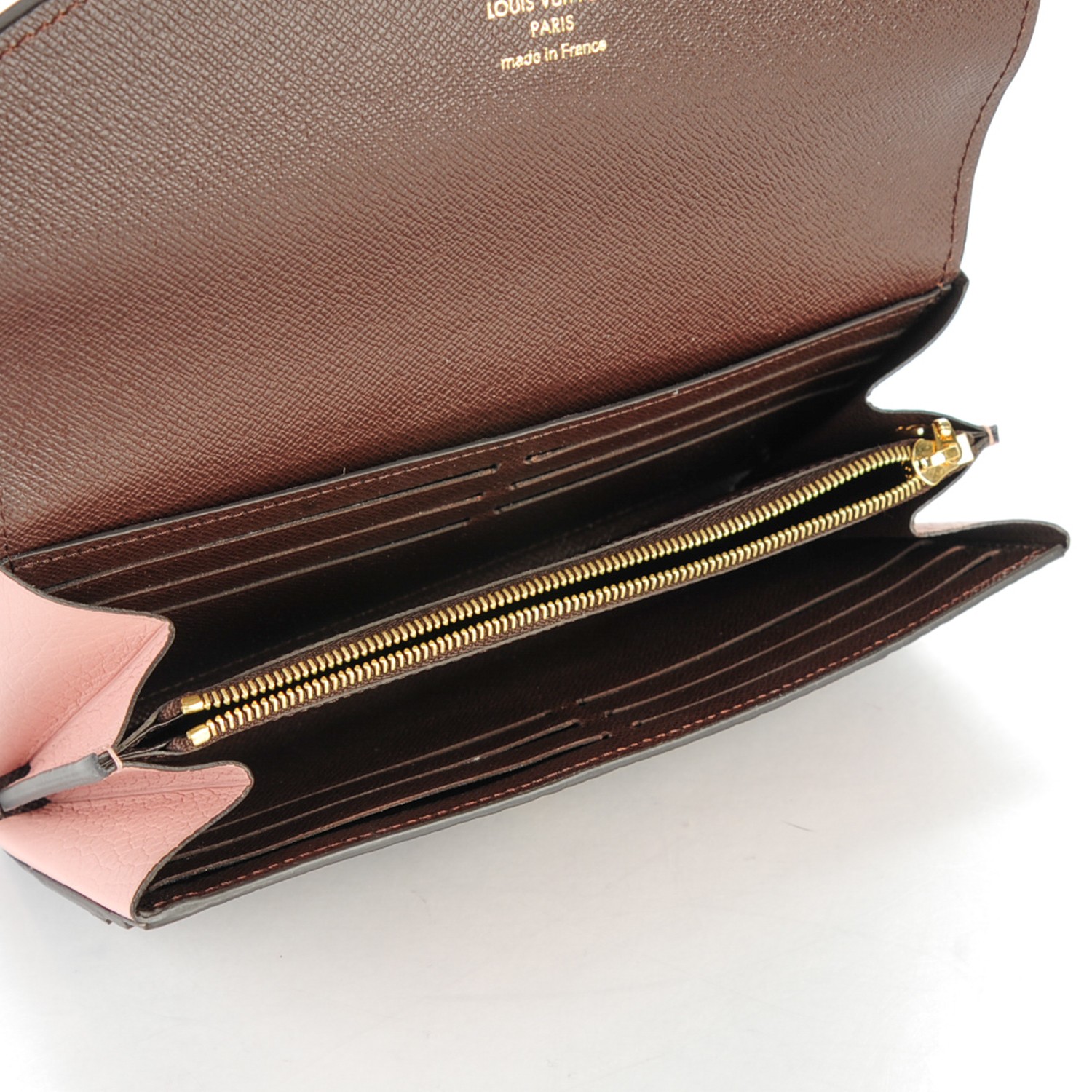 Louis Vuitton Damier Ebene Canvas & Magnolia Leather Normandy Wallet