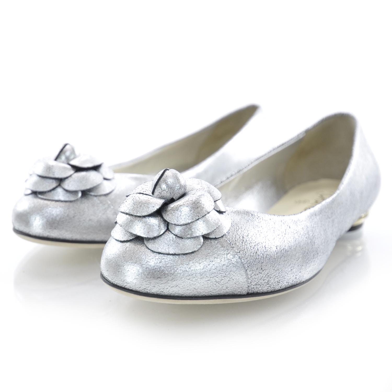 chanel camellia ballet flats