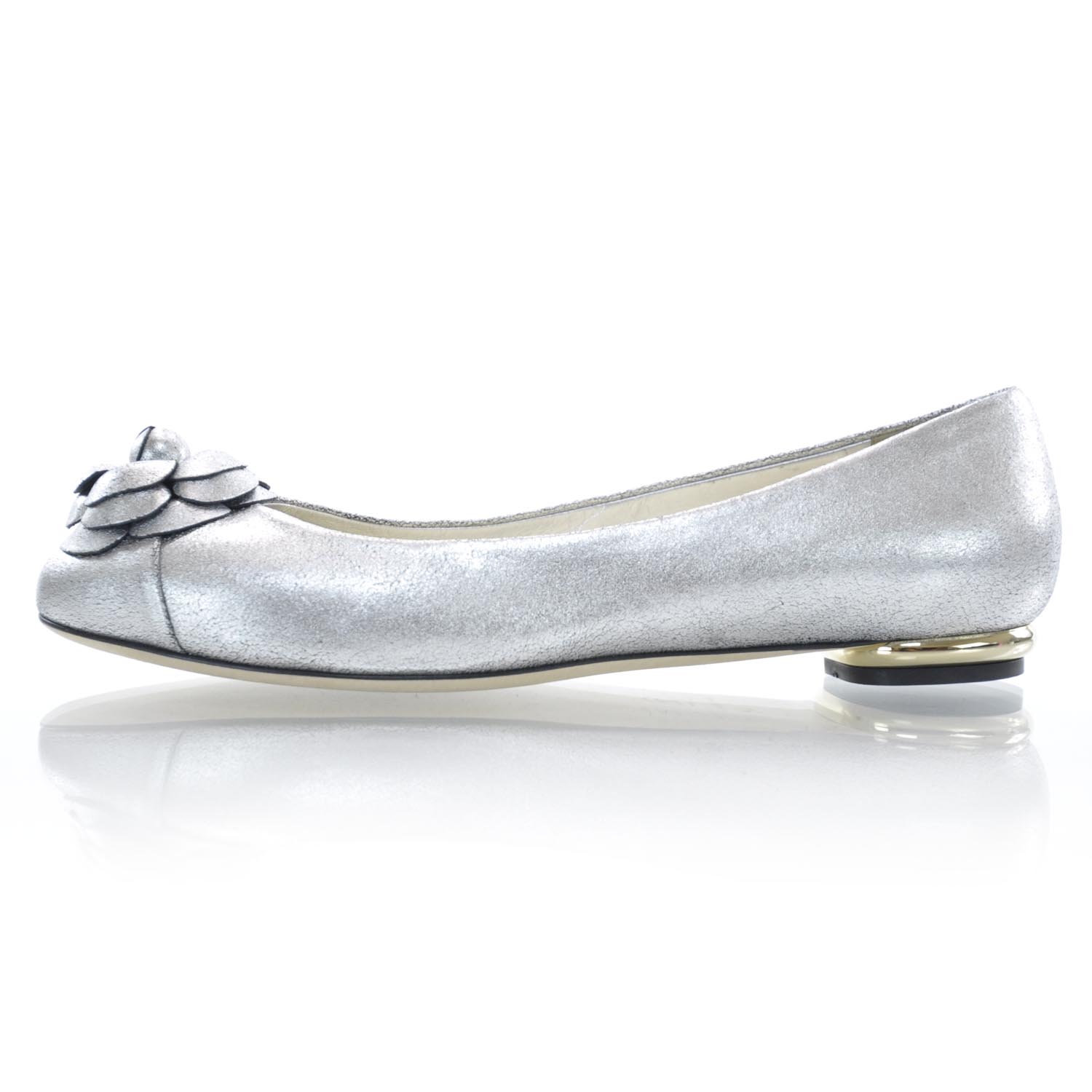 chanel camellia ballet flats